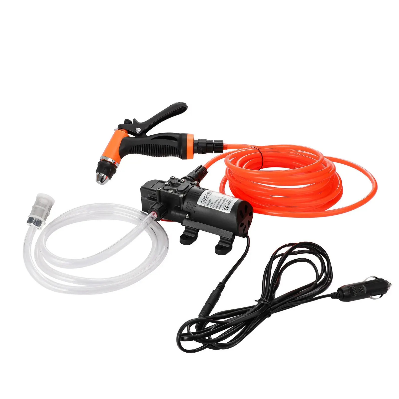 12V High Pressure Car Electric Washer Kit 130PSI Portable Self-Priming Wash Pump