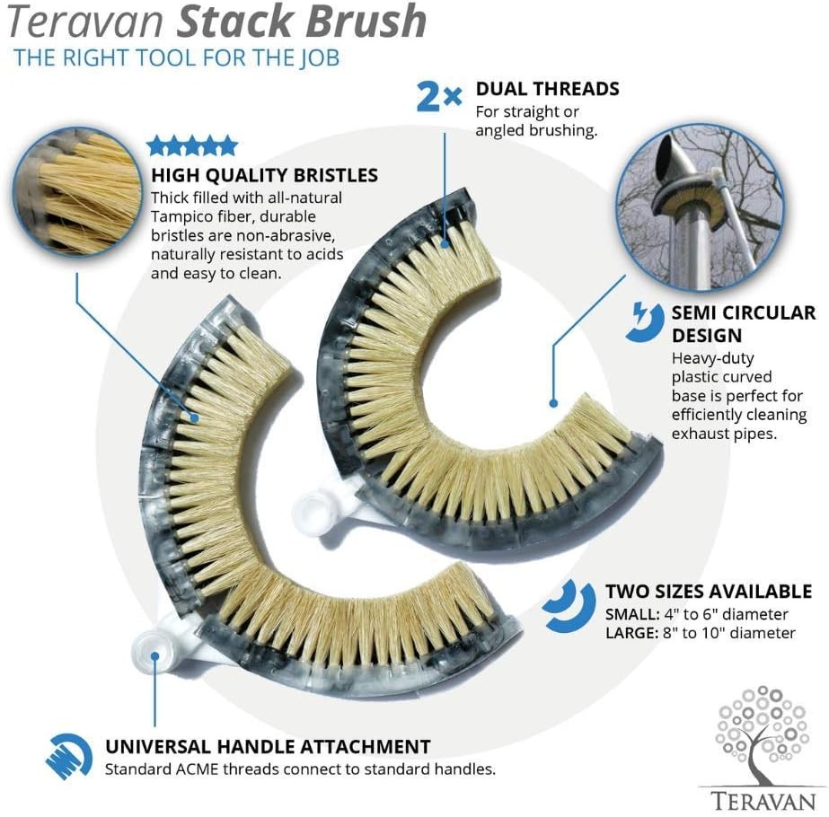 Teravan Curved Wash Brush for Exhaust Stack Pipes 8-10", Gray, Yellow
