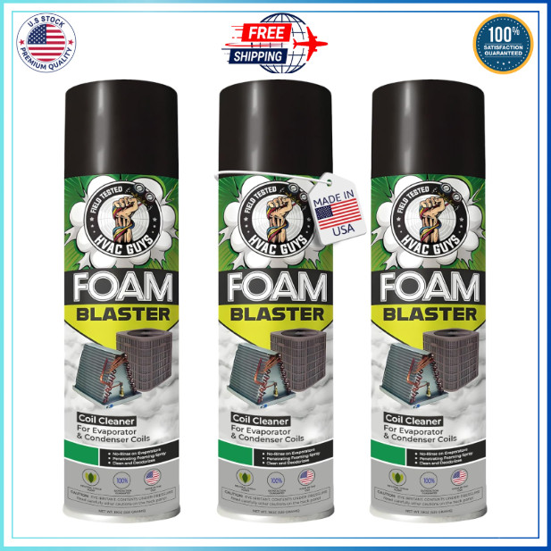 Leak Saver Foam Blaster AC Coil Cleaner 3-Pack – No Rinse, Citrus Scent