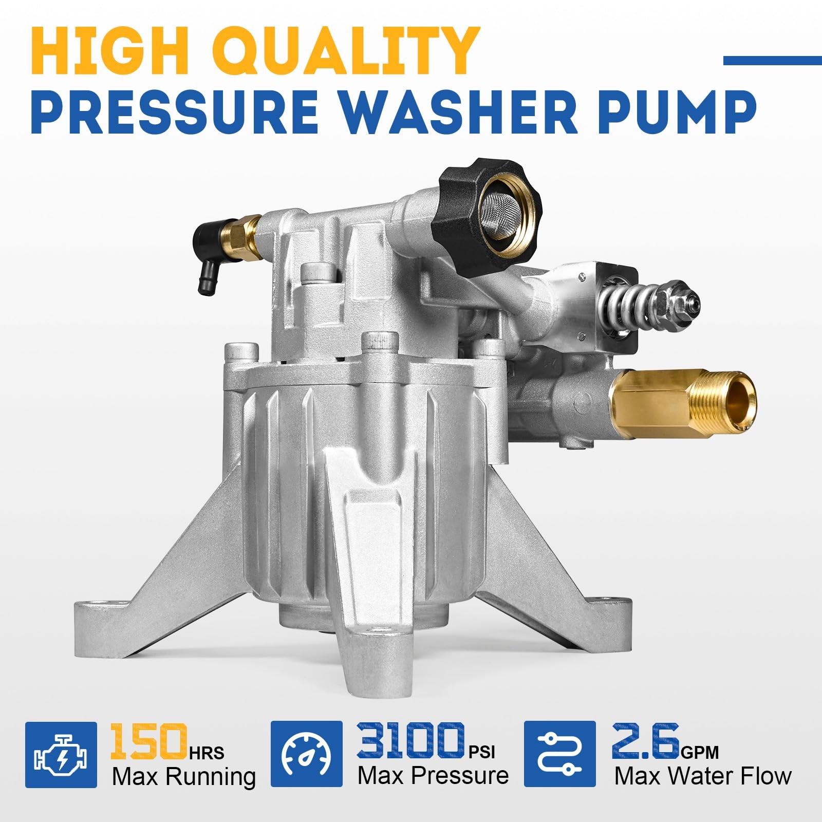 Pressure Washer Pump 3100 PSI 2.5 GPM 7/8 Inch Shaft Vertical Gas Engine