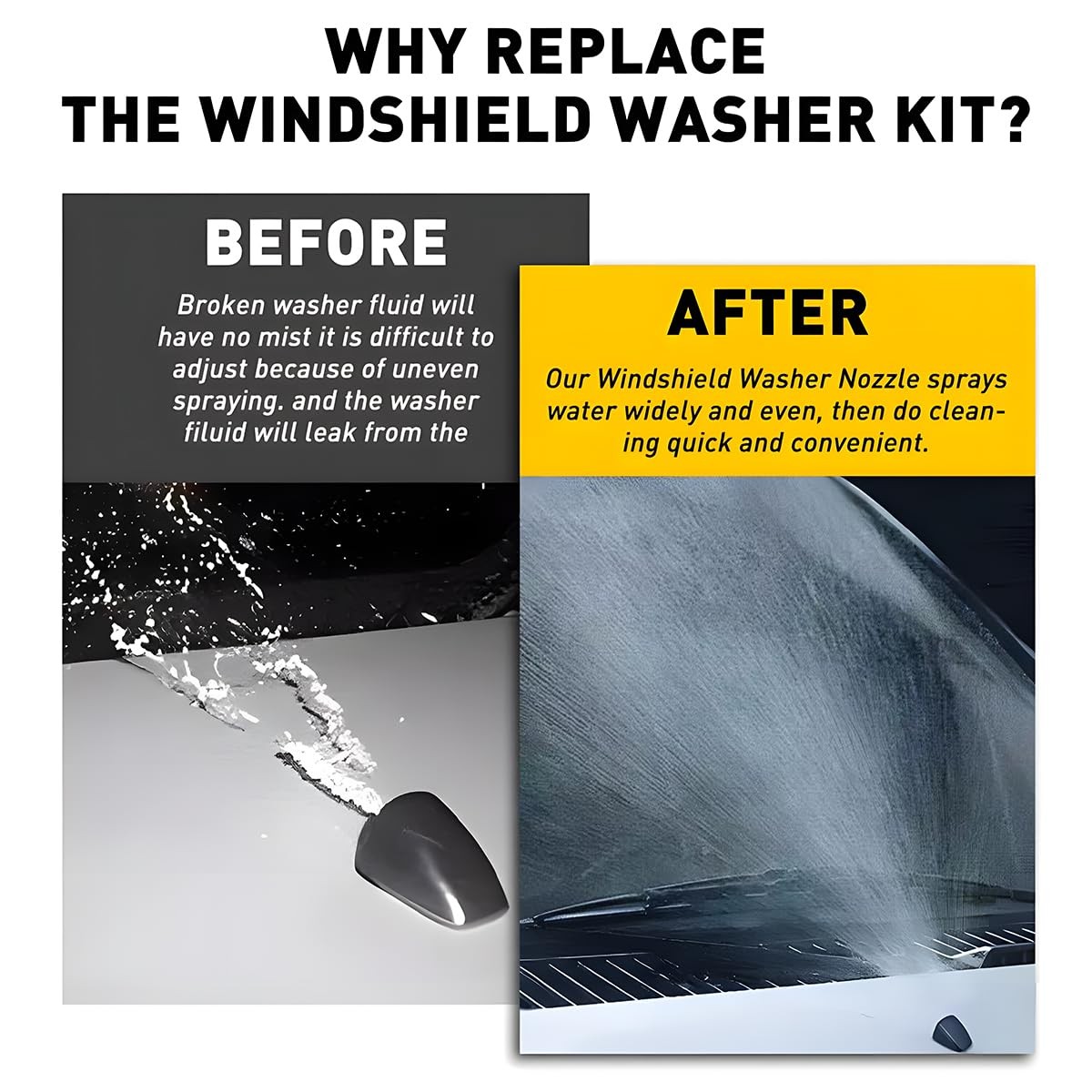 Car Windshield Washer Hose Kit – 5M Tube, Nozzles, Gaskets & 12 Connectors, NEW