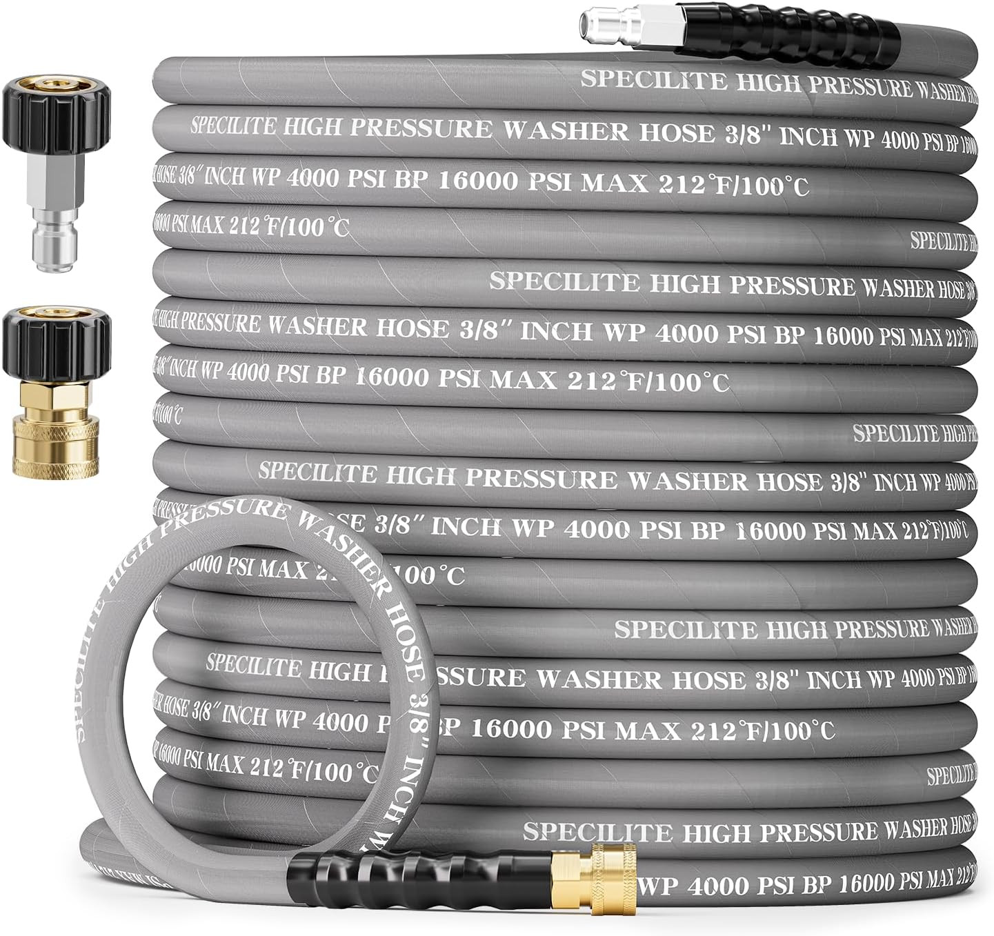 75FT Heavy Duty Kink Resistant Pressure Washer Hose 4000 PSI with Adapters