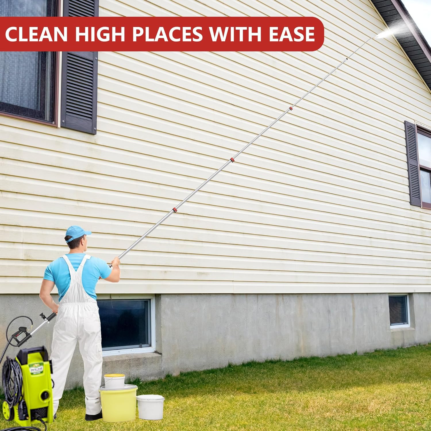 24 FT Gutter Cleaning Tools from the Ground – Telescoping Pressure Washer Wand –