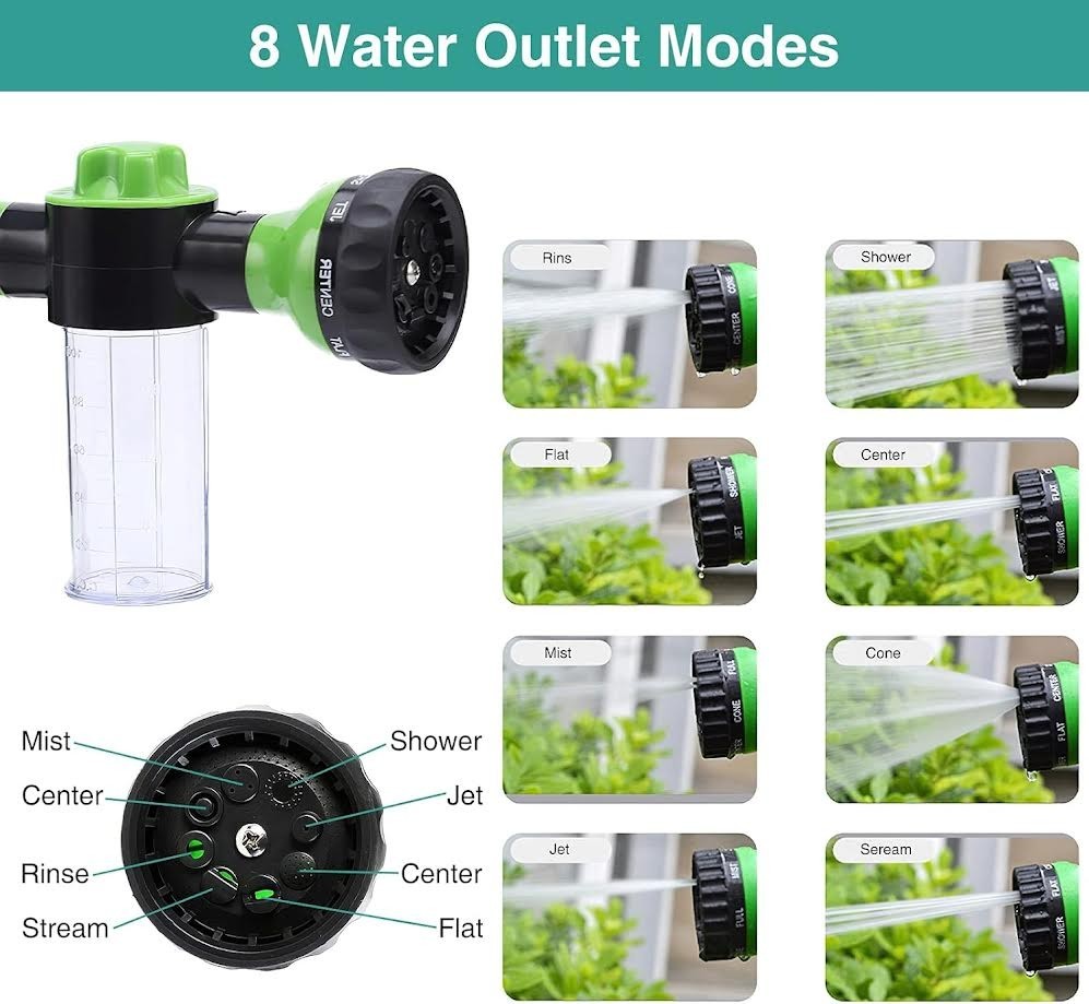 8 in1 Car Wash Brush Foam Gun Garden Hose Nozzle Foam Cannon Bottle Soap Sprayer