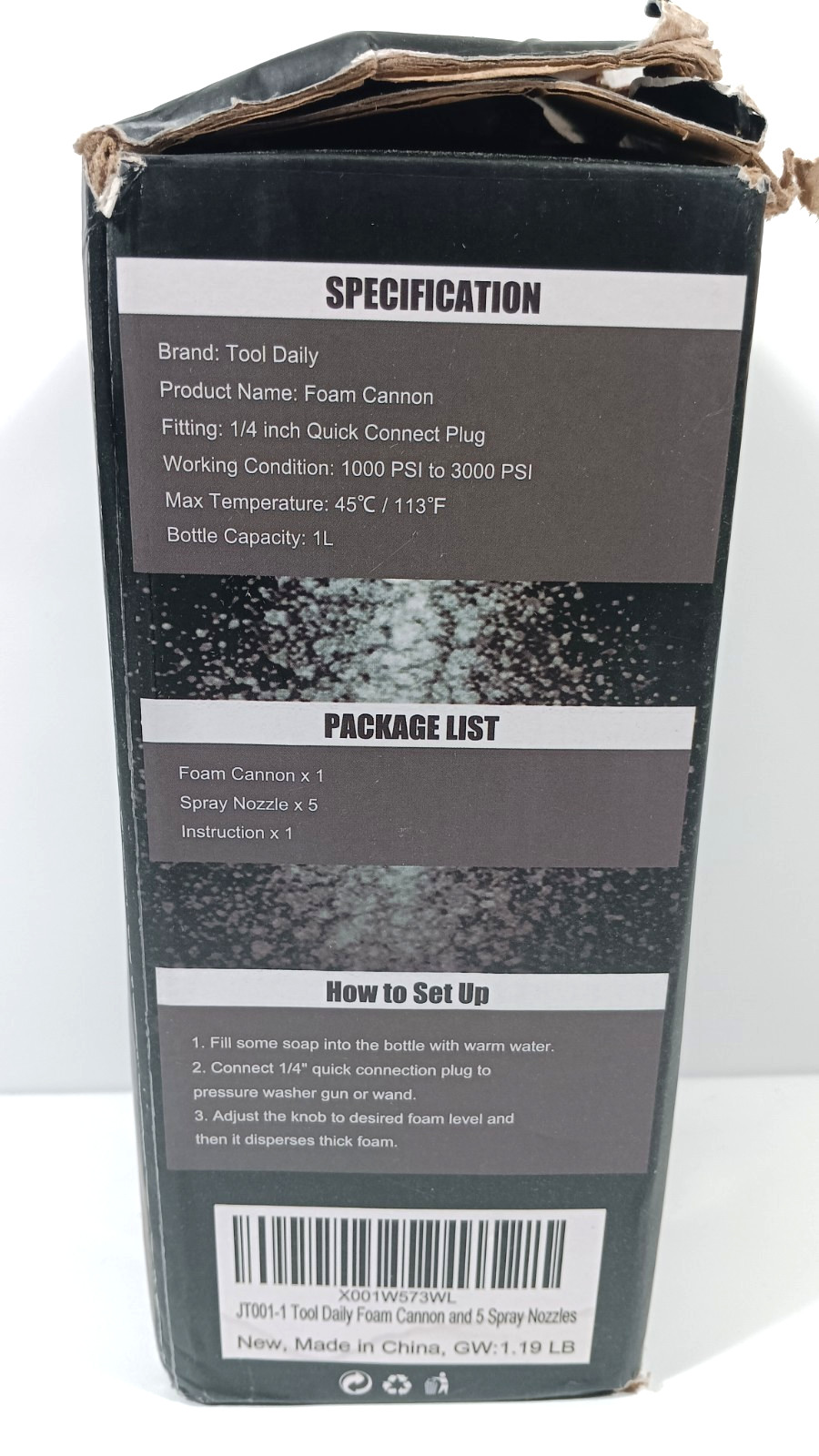 Tool Daily Foam Cannon 1/4 Inch Quick Connector 1 Liter 5 Pressure Washer