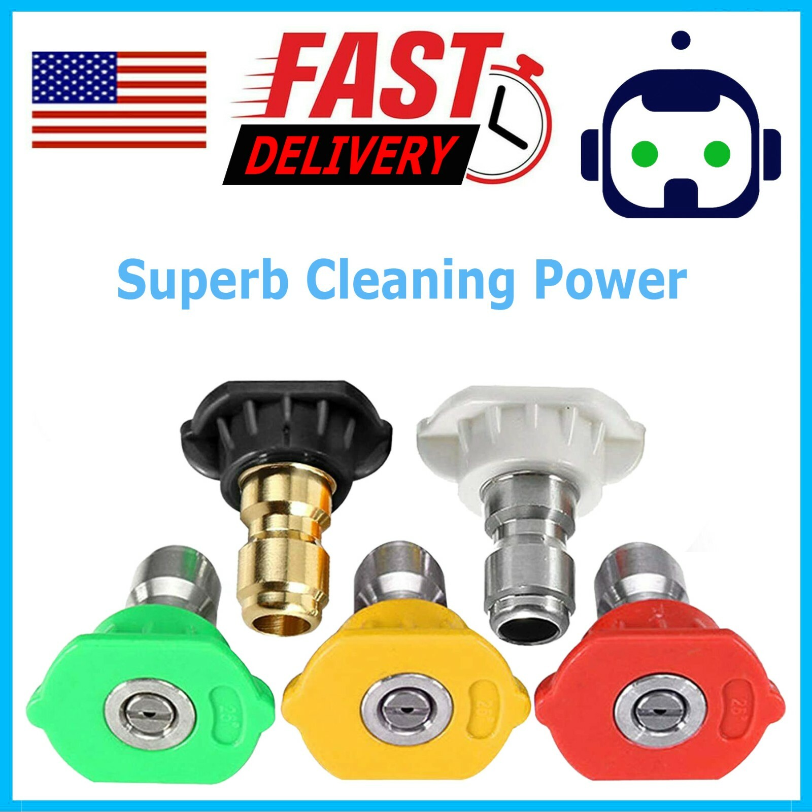 5 Nozzle Tip for 4000 PSI High Pressure Washer Gun Car Wash Foam Spray Replace