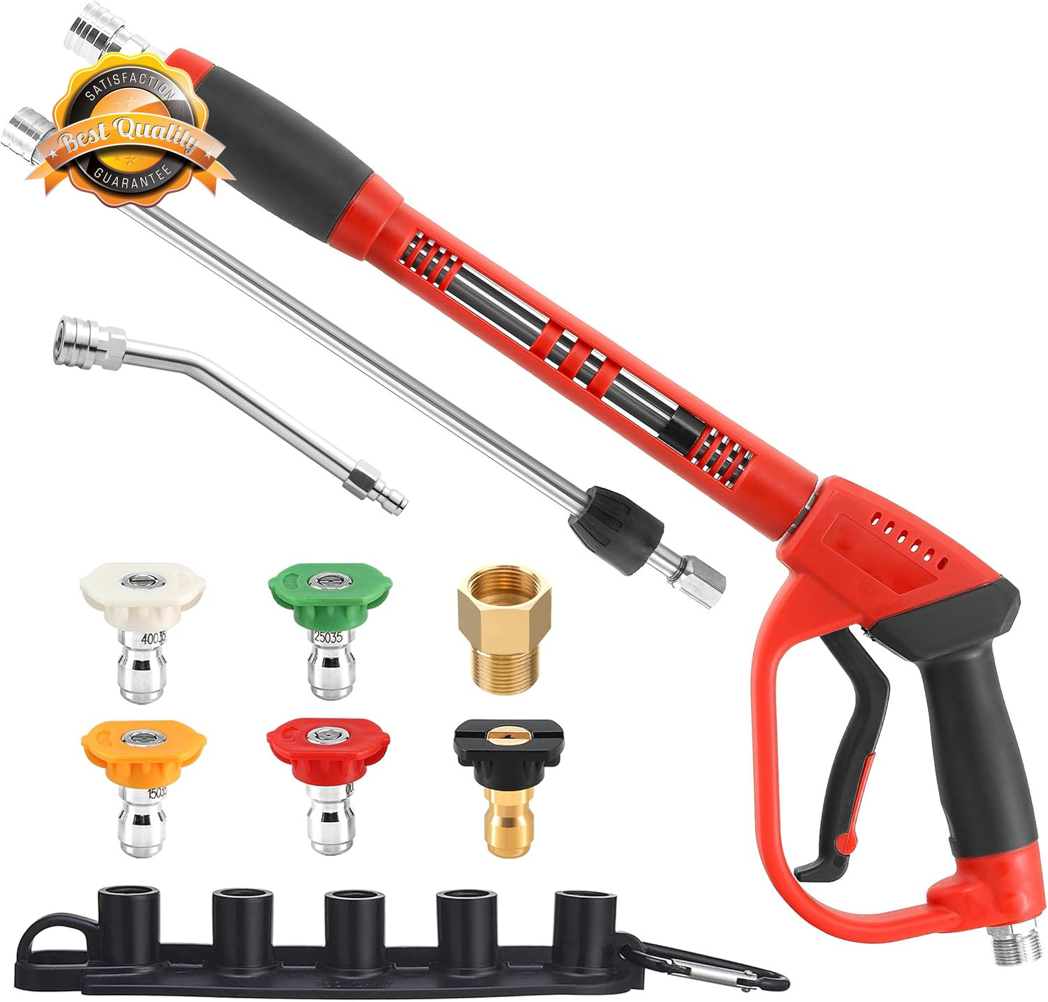 4000 PSI Pressure Washer Wand Extension 5 Nozzle Curved Rod Kit