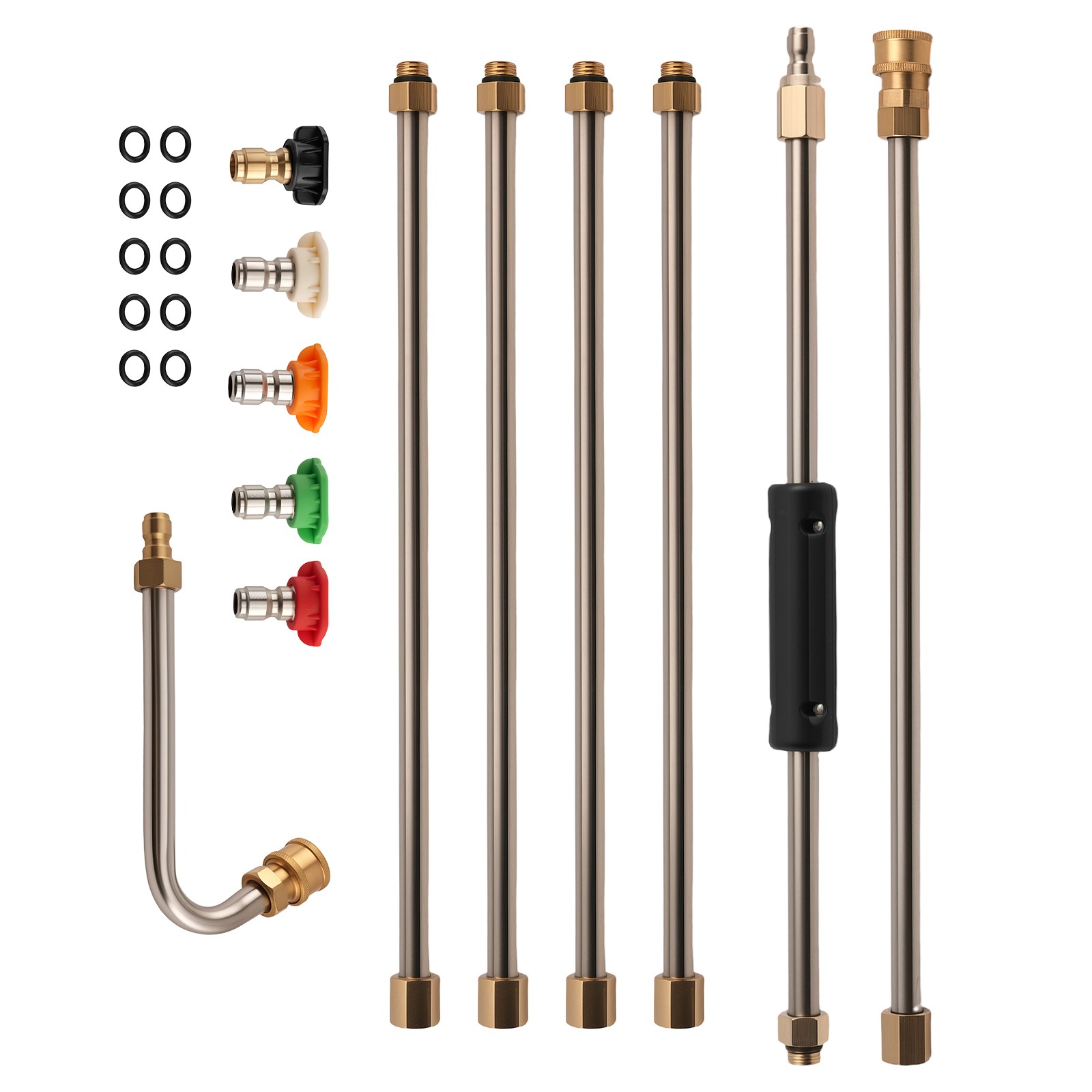 15 Inch Pressure Washer Wand 4000 PSI Brass Stainless Steel 5 Nozzle Tips