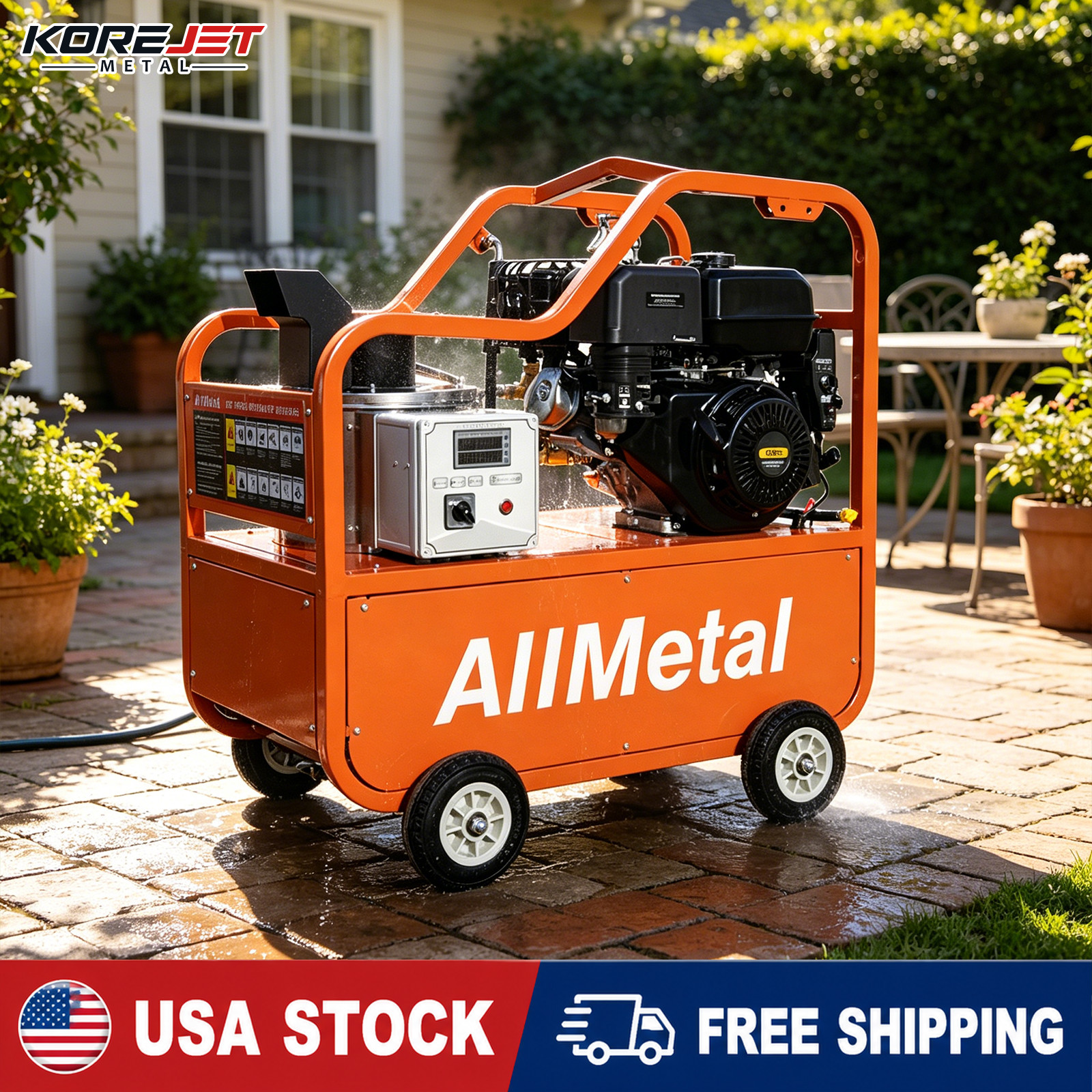 Pressure Washer：4000 PSI 4 GPM Hot Water 4-Stroke Gasoline Power Korejetmetal