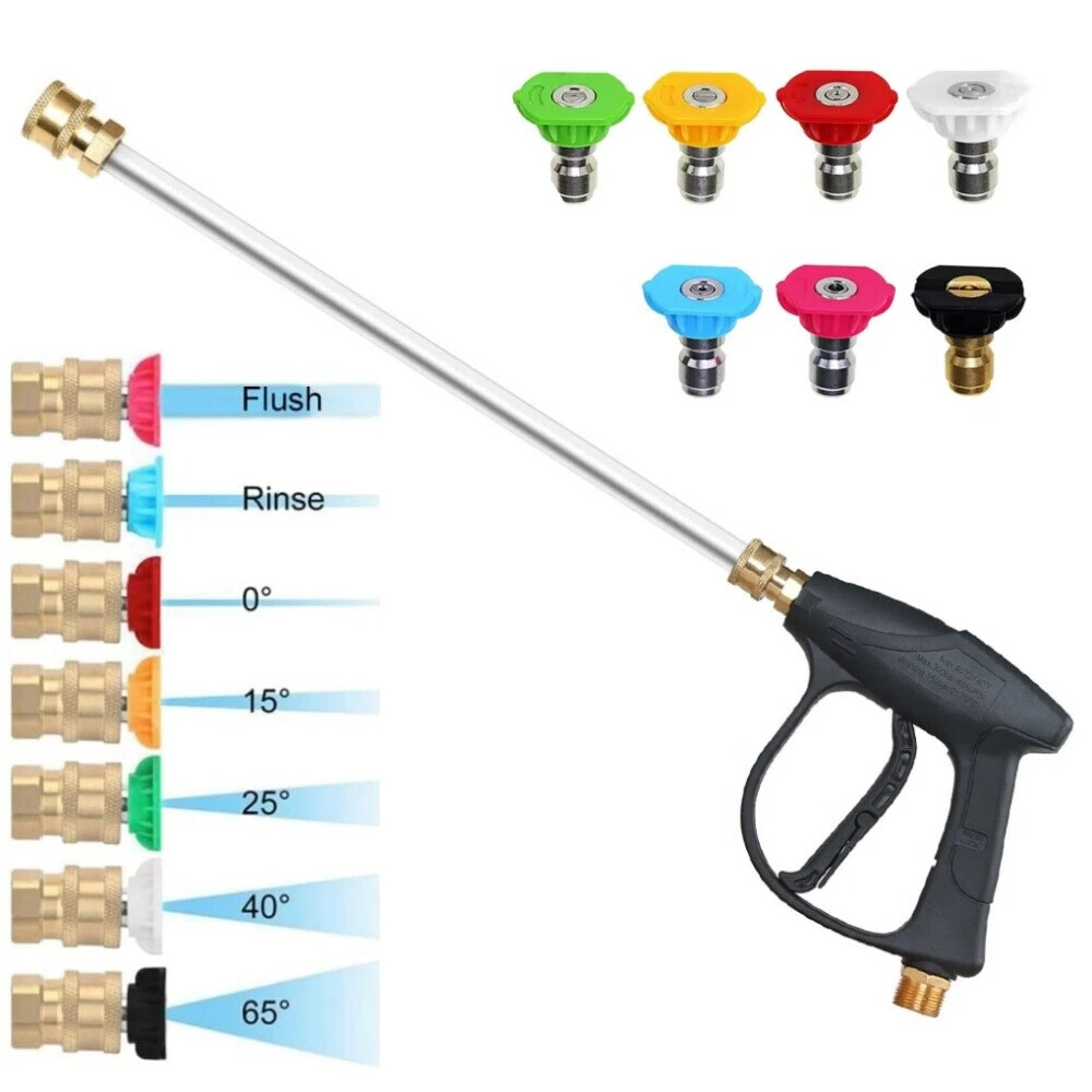 4000PSI High Pressure Power Washer Spray Gun Wand Lance 5* Nozzle Tips Hose M22