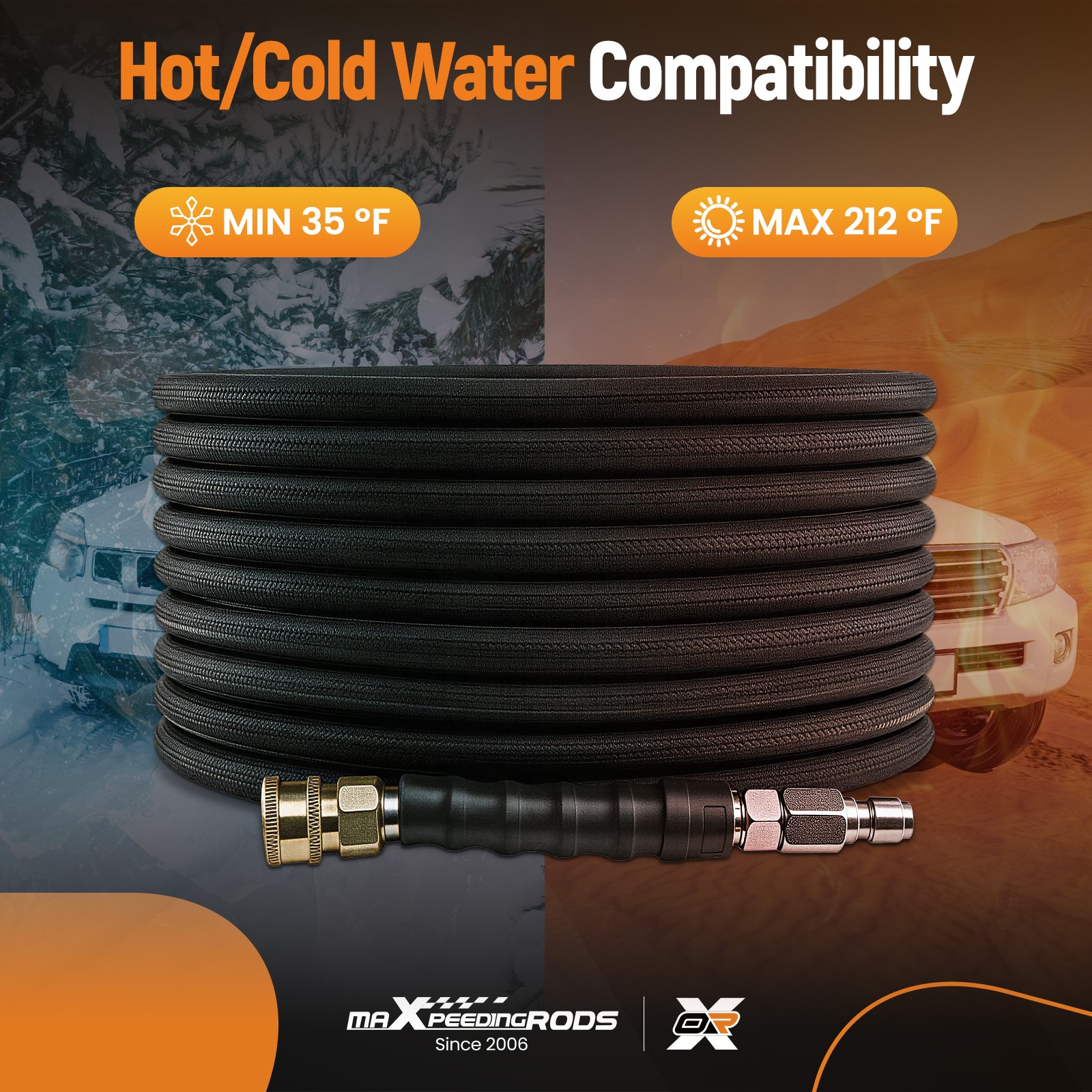 50 Feet Power Washing Hose 4200PSI Steel Wire Braid w/ M22 to 3/8″ Coupler