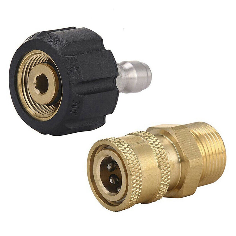 2Pairs Pressure Washer Hose Connector Adapter Quick M22 to 1/4″ Gun to Wand
