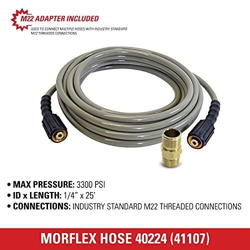 Simpson Cleaning 40224 Morflex Series 3300 PSI Pressure Washer Hose, Cold