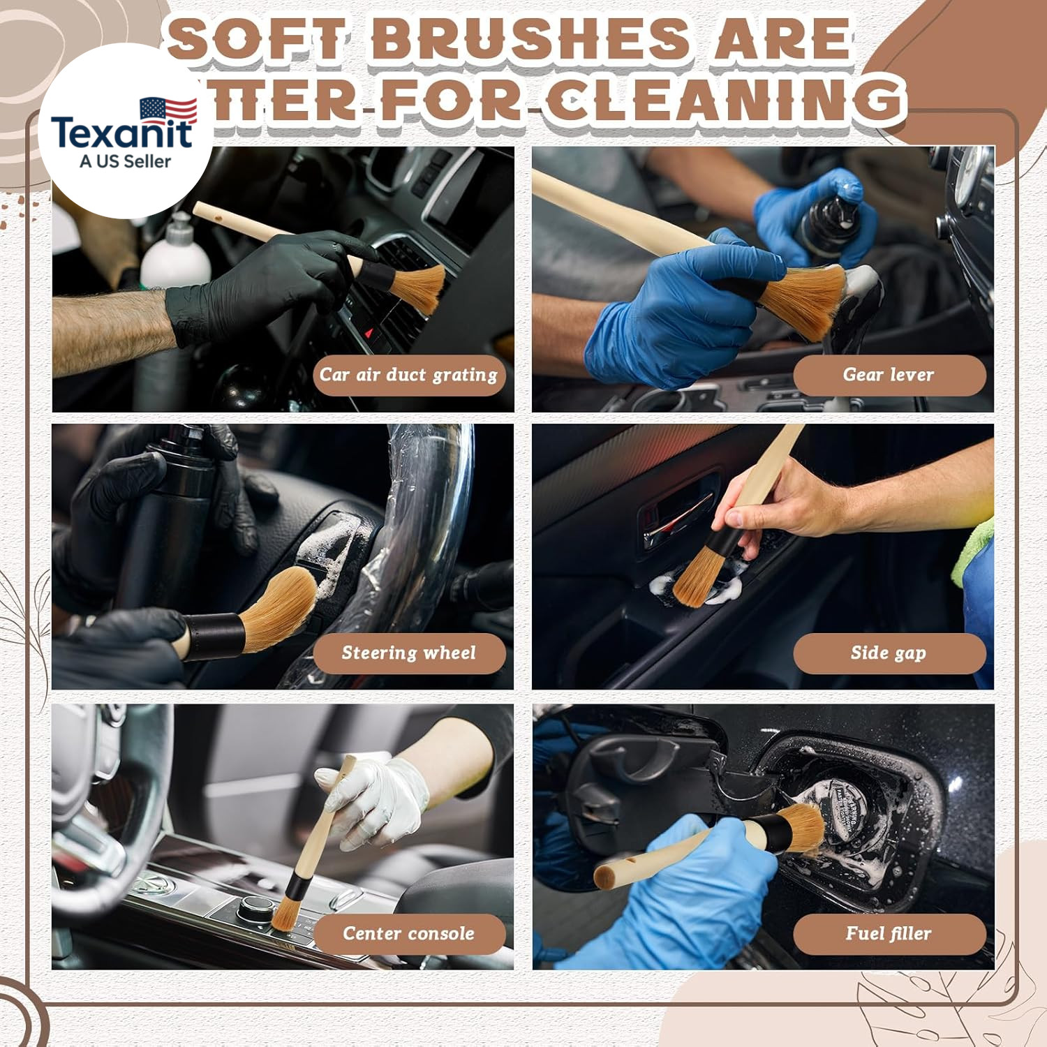 4 Pack of Parts Cleaning Brush Home and Auto Use Parts Cleaner for Cleaning Auto