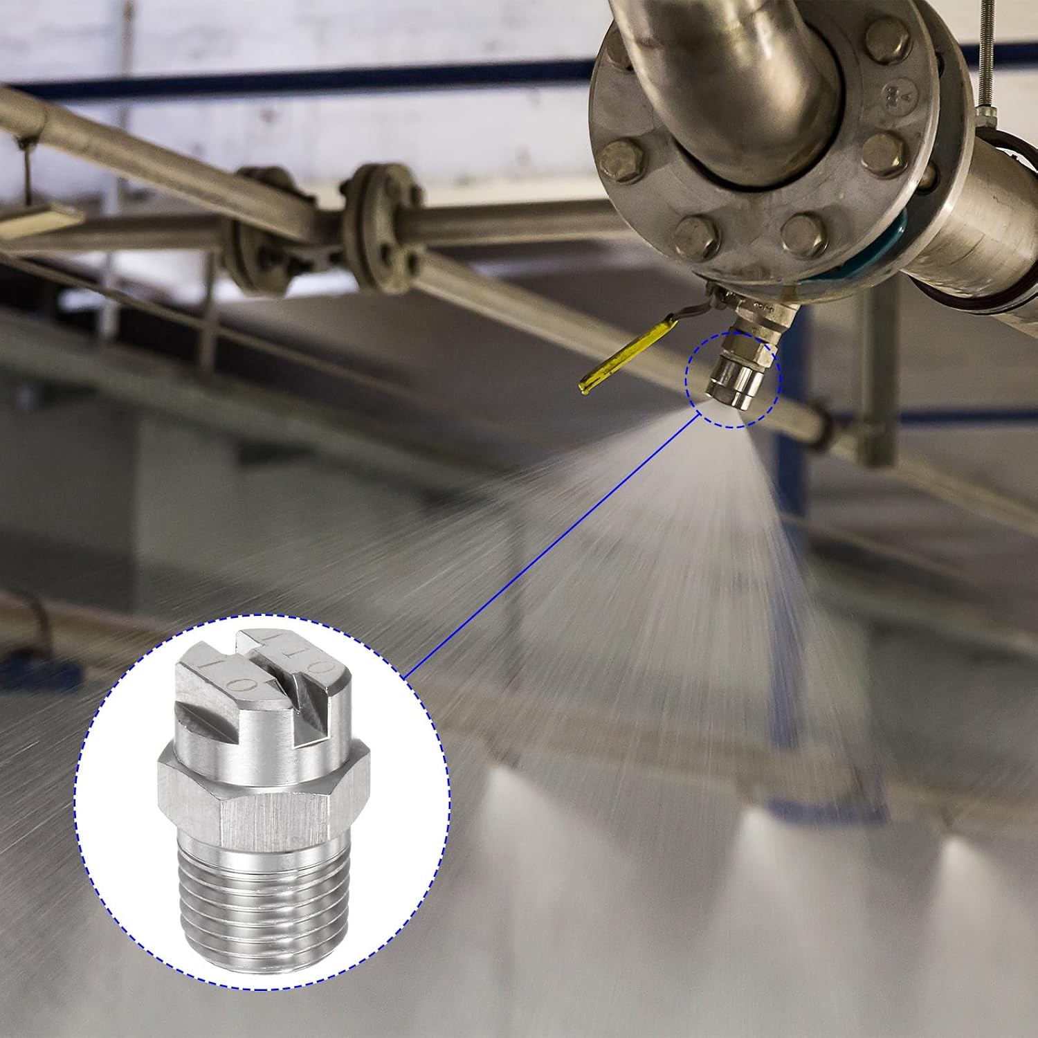 6-Pack Flat Fan Spray Tip 110 Degree 1/4BSPT Male Stainless Steel Pressure