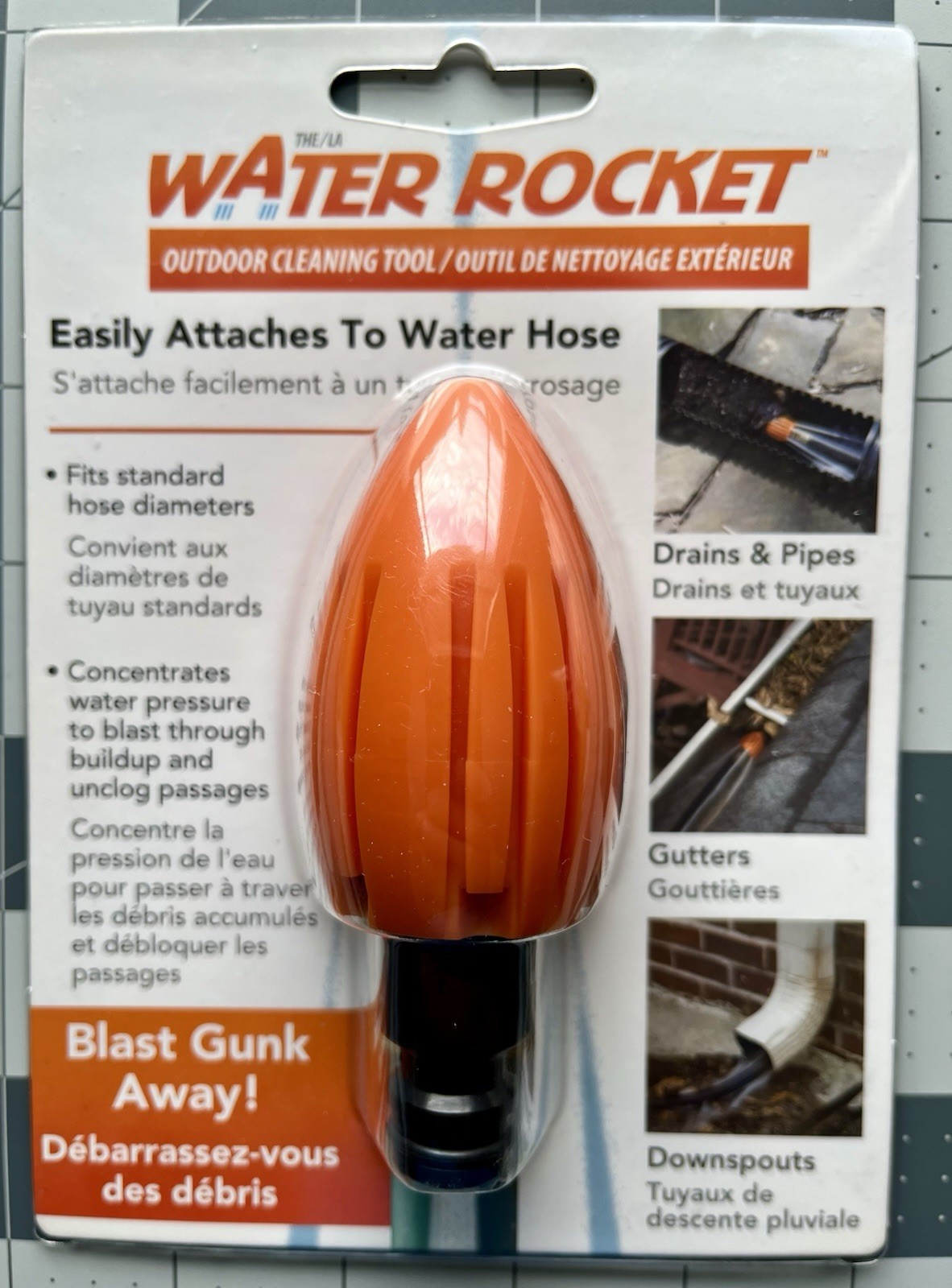 NEW! WATER ROCKET OUTDOOR CLEANING TOOL GARDEN HOSE SEWER DRAINS FLUSHER