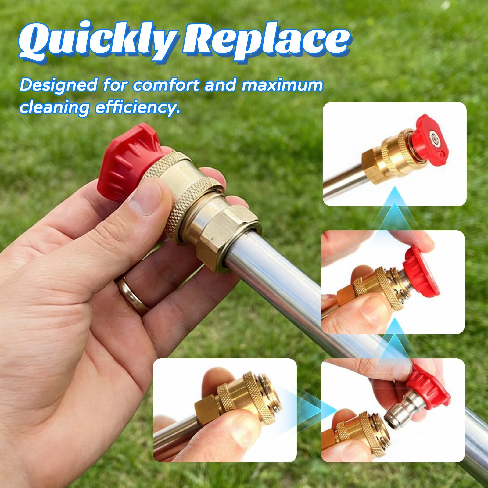 Jet Nozzle Power Washer for Garden Hose with 3 high-pressure nozzles