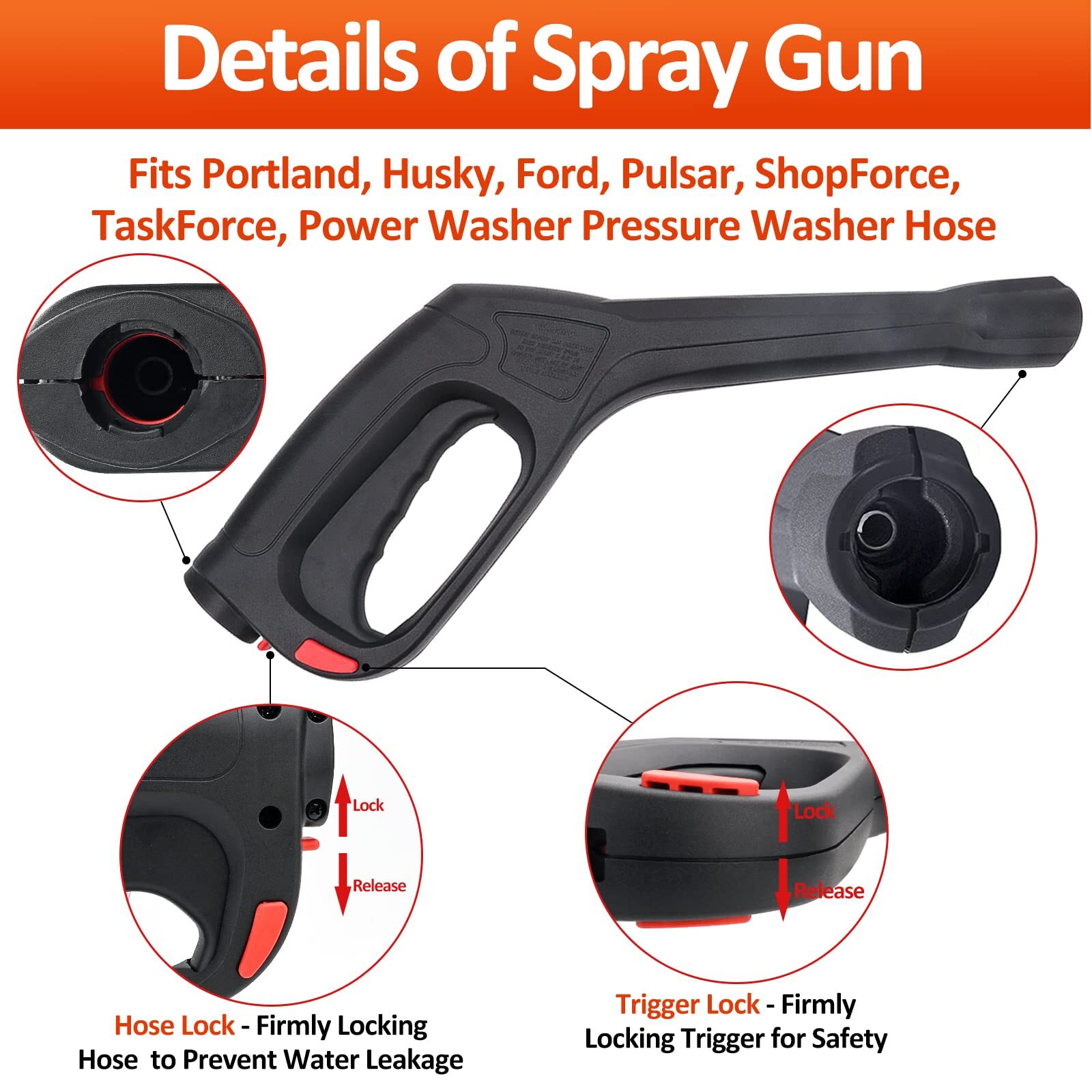 High Pressure Water Spray Gun Wand Nozzle Pressure Washer Gun Compatible with…