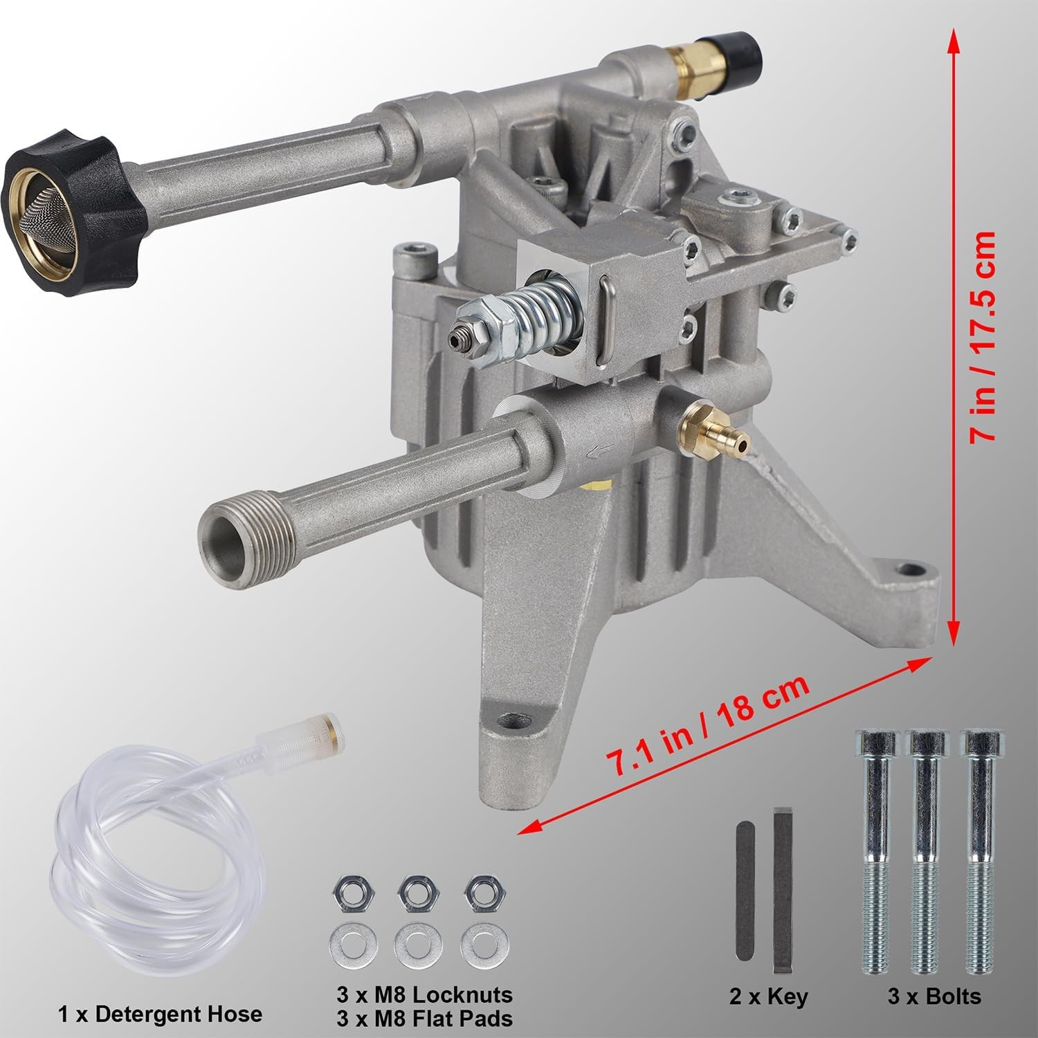 Biswing Pressure Washer Pump, 7/8″ Shaft Vertical Plunger, 3400 PSI Max, 2.5 GPM