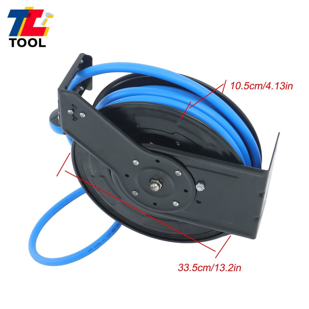 1/2in x 50ft Wall Mount Auto Rewind Retractable Reel 300PSI Flexible Hybrid Hose