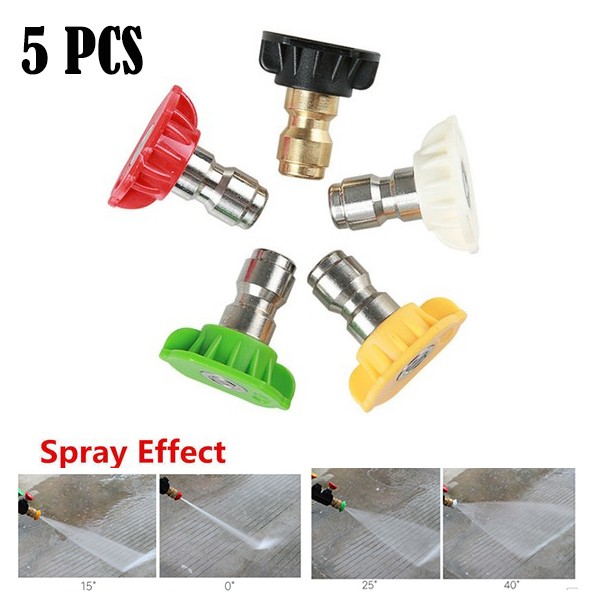 1/4″ Pressure Washer Spray Tips Nozzles High Power Kit Quick Connect Set of 5Pcs