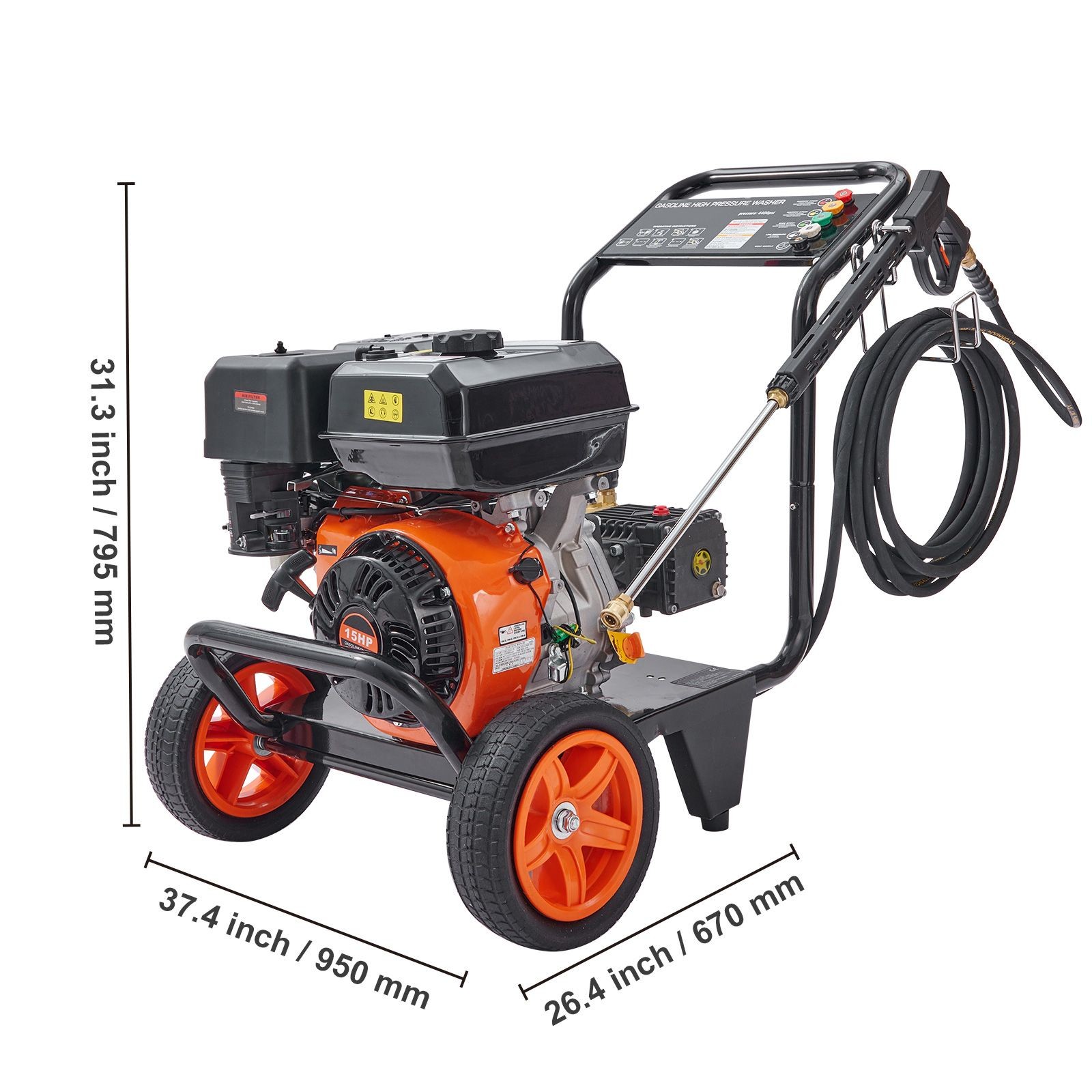 Gas Pressure Washer 4400 PSI 4.0 GPM, Steel Cart, 5 Quick-Connect Nozzles