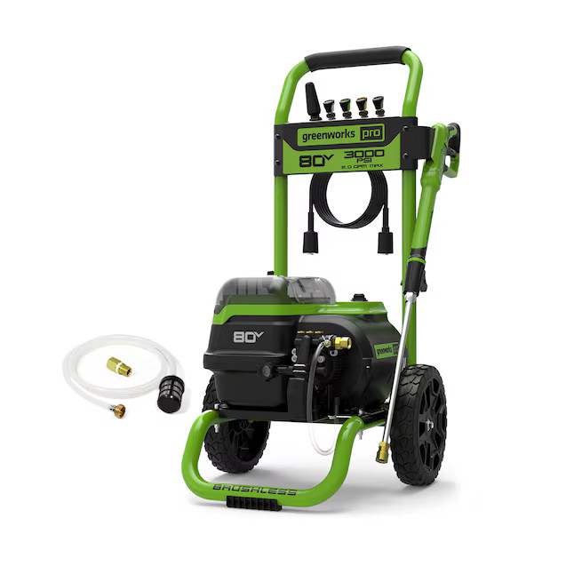 Greenworks PW80L00 Pro 3000-PSI 2-GPM Water Battery Pressure washer 5 Spray Ti