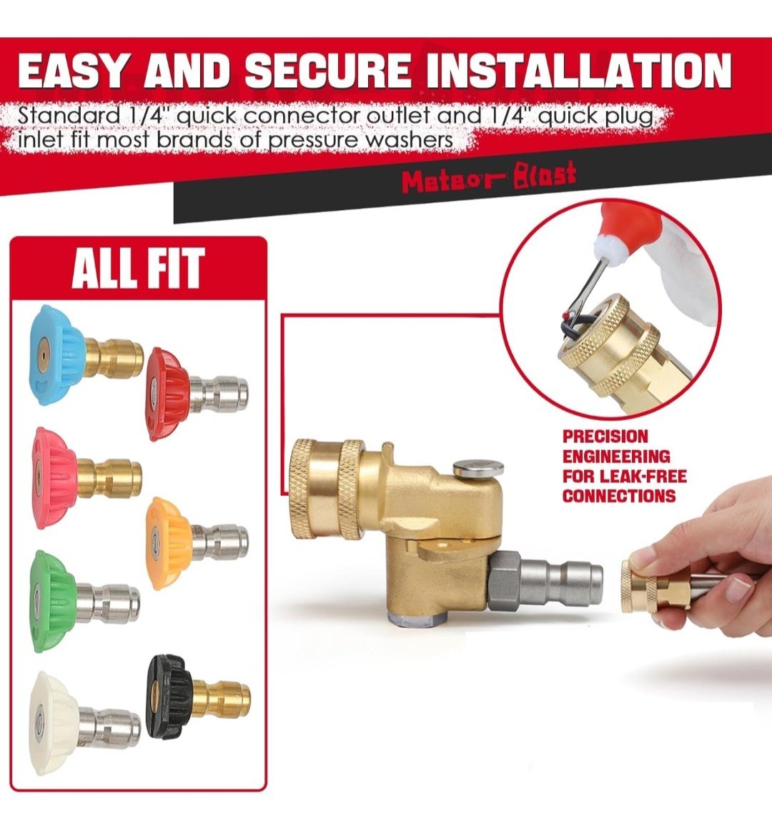 Quick Connecting Pivoting Brass Coupler Attachment 120 Degree with 5 Angles and