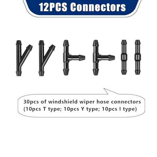 30 PCS Car Windshield Washer Hose Kit, 13.1Ft/4M Washer Fluid Hose, I-Type Y