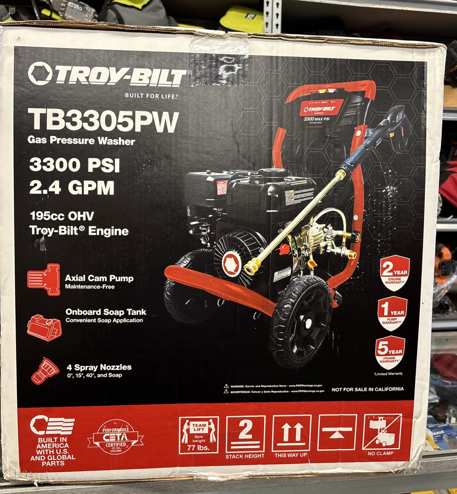 Troy-Bilt 3300 PSI 2.4 GPM Gas Pressure Washer, TB3305PW