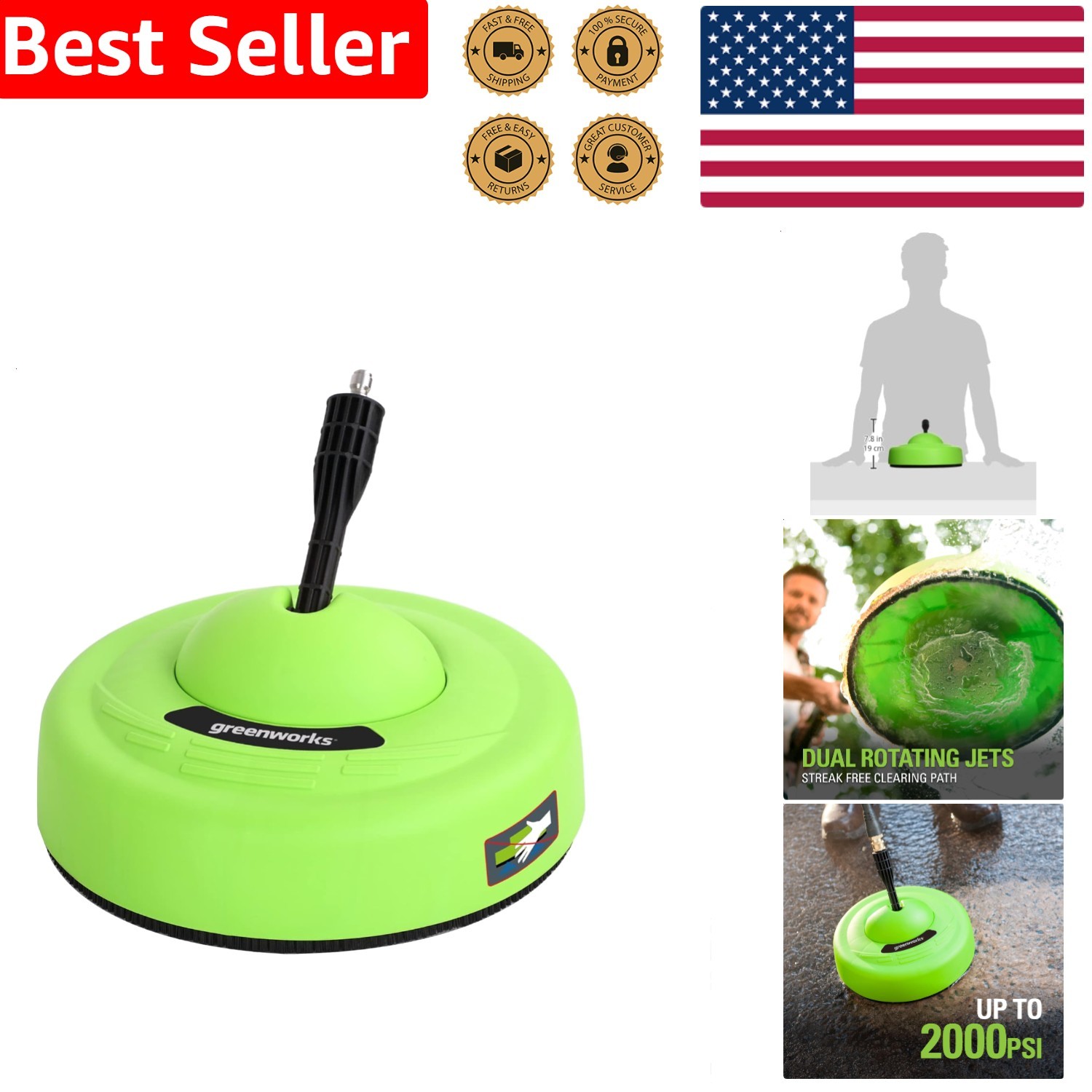 Pressure Washer Surface Cleaner Attachment Quick Connect