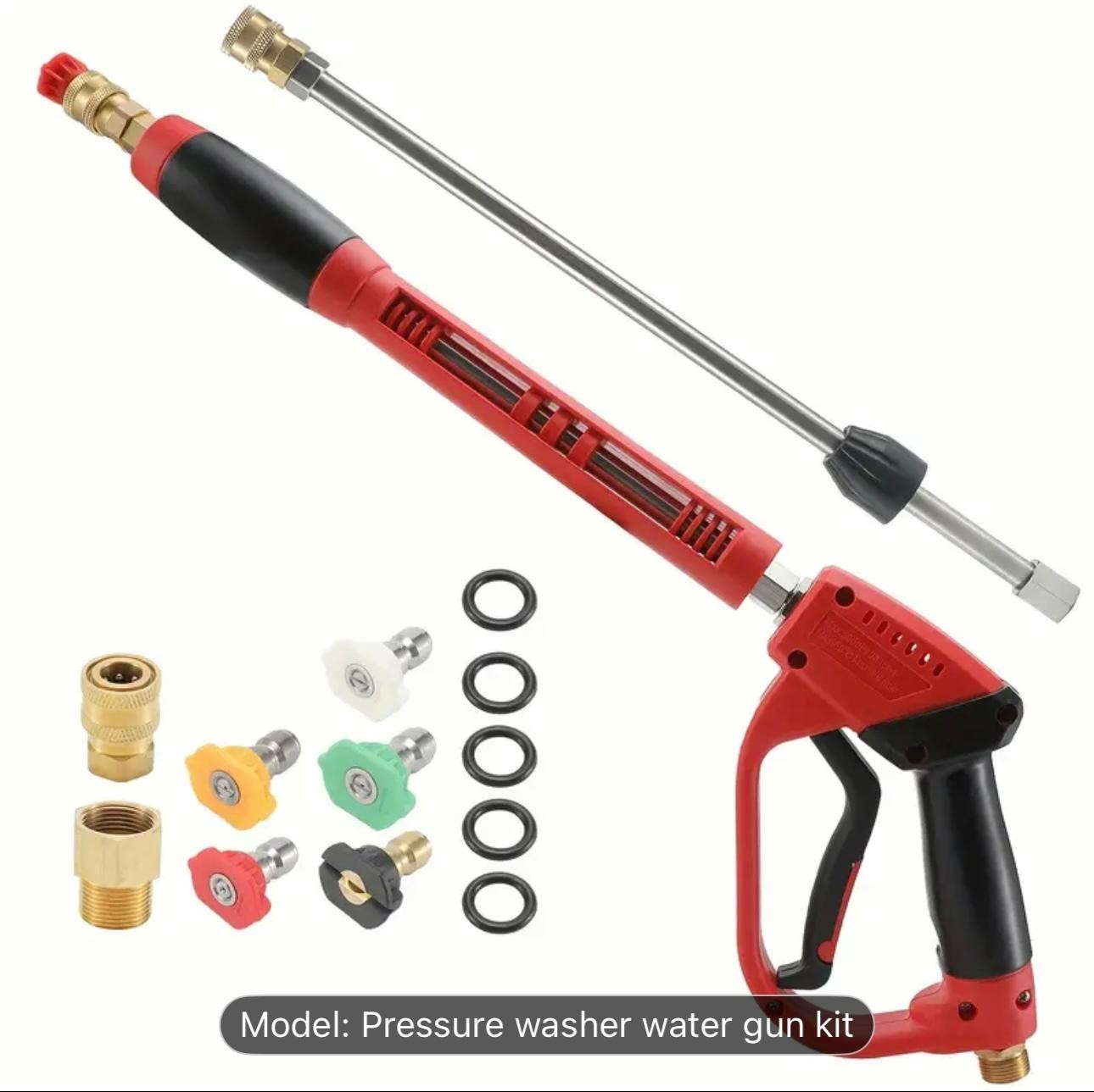 Cleaning Gun with Replacement Wand, 5 Nozzle Heads, M22 Connector, 39 Inches