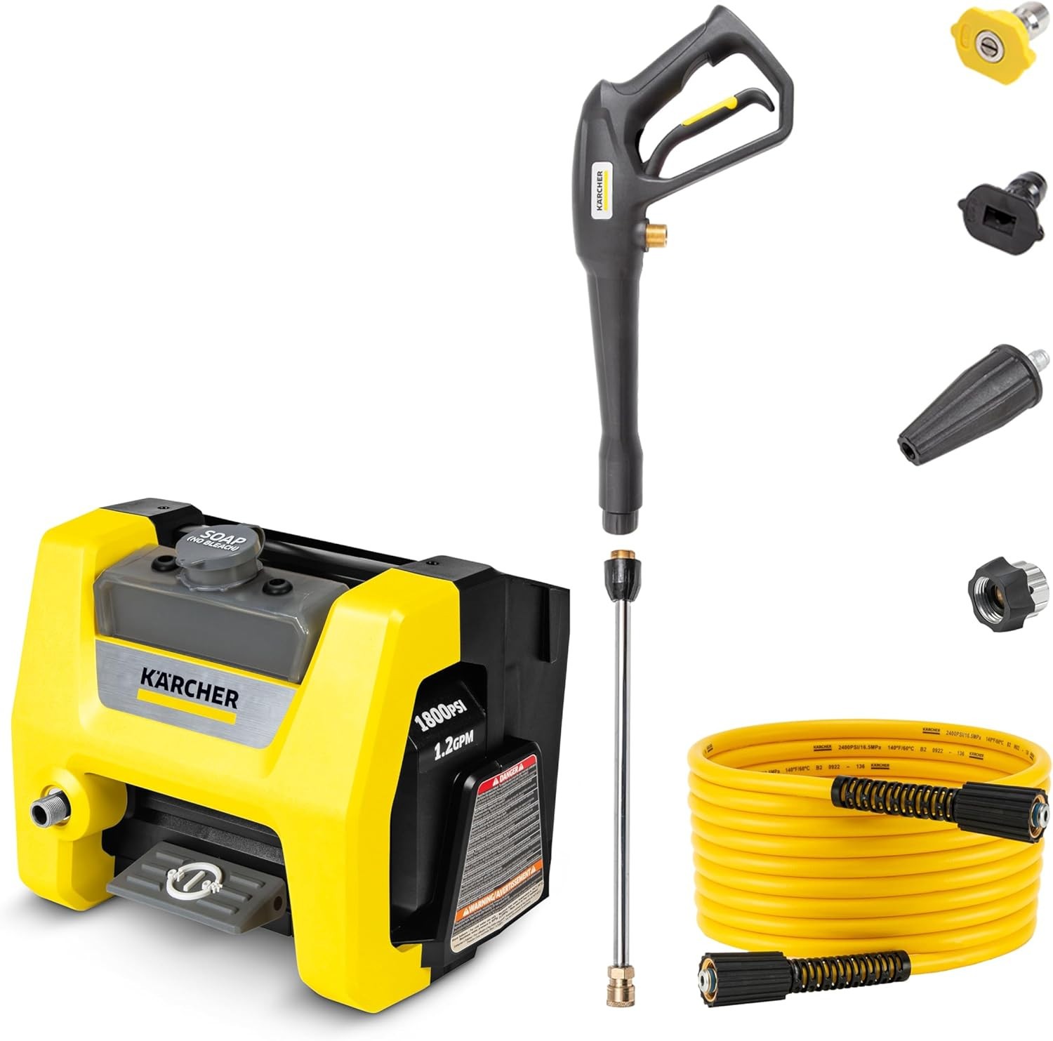 Kärcher Pressure Washer K1800PS Cube, CETA Certified, 3 Spray Nozzles, Detergent