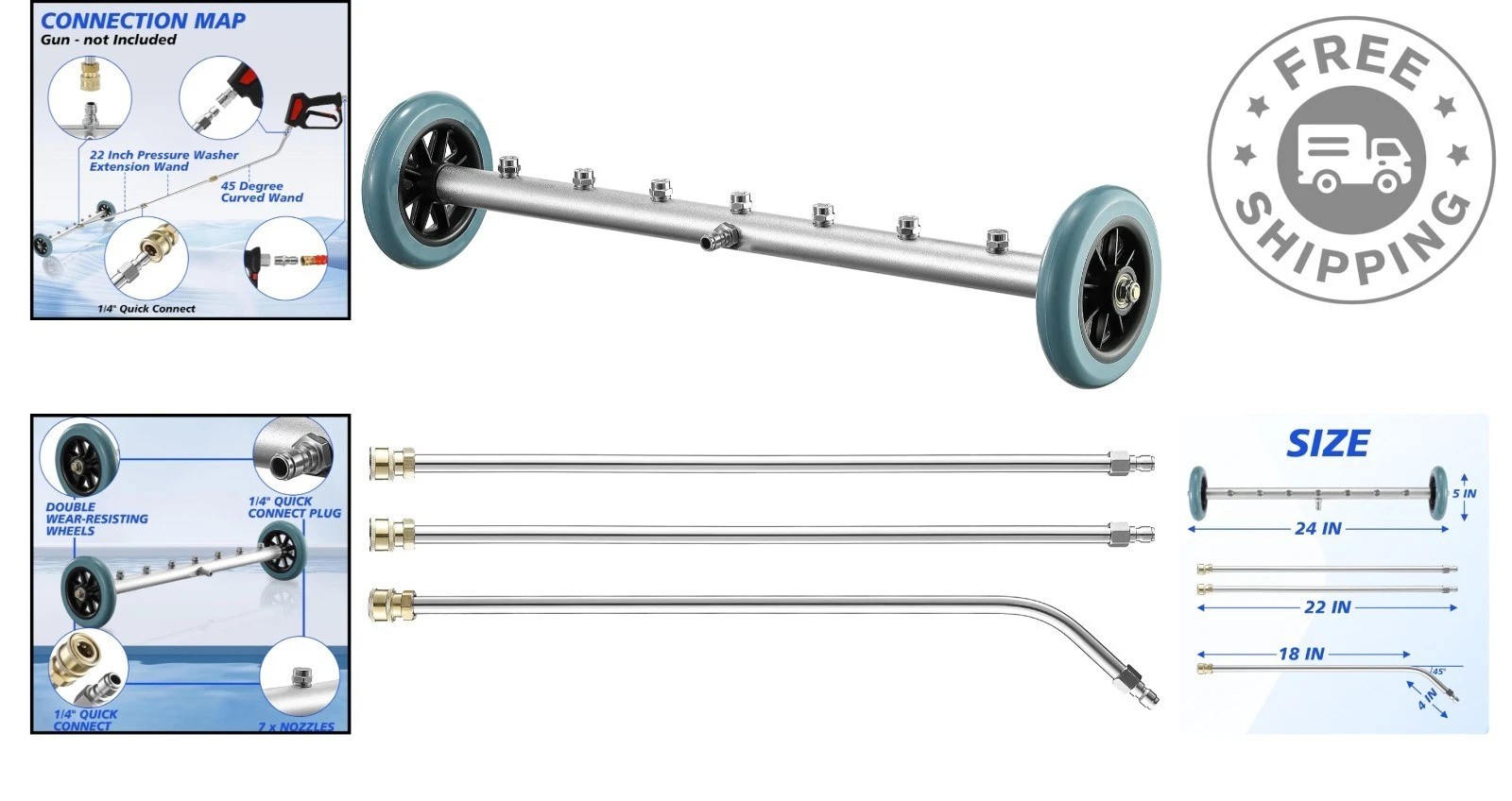 Professional 24-Inch Undercarriage Cleaner with Extension Wands – 4000 PSI Ready