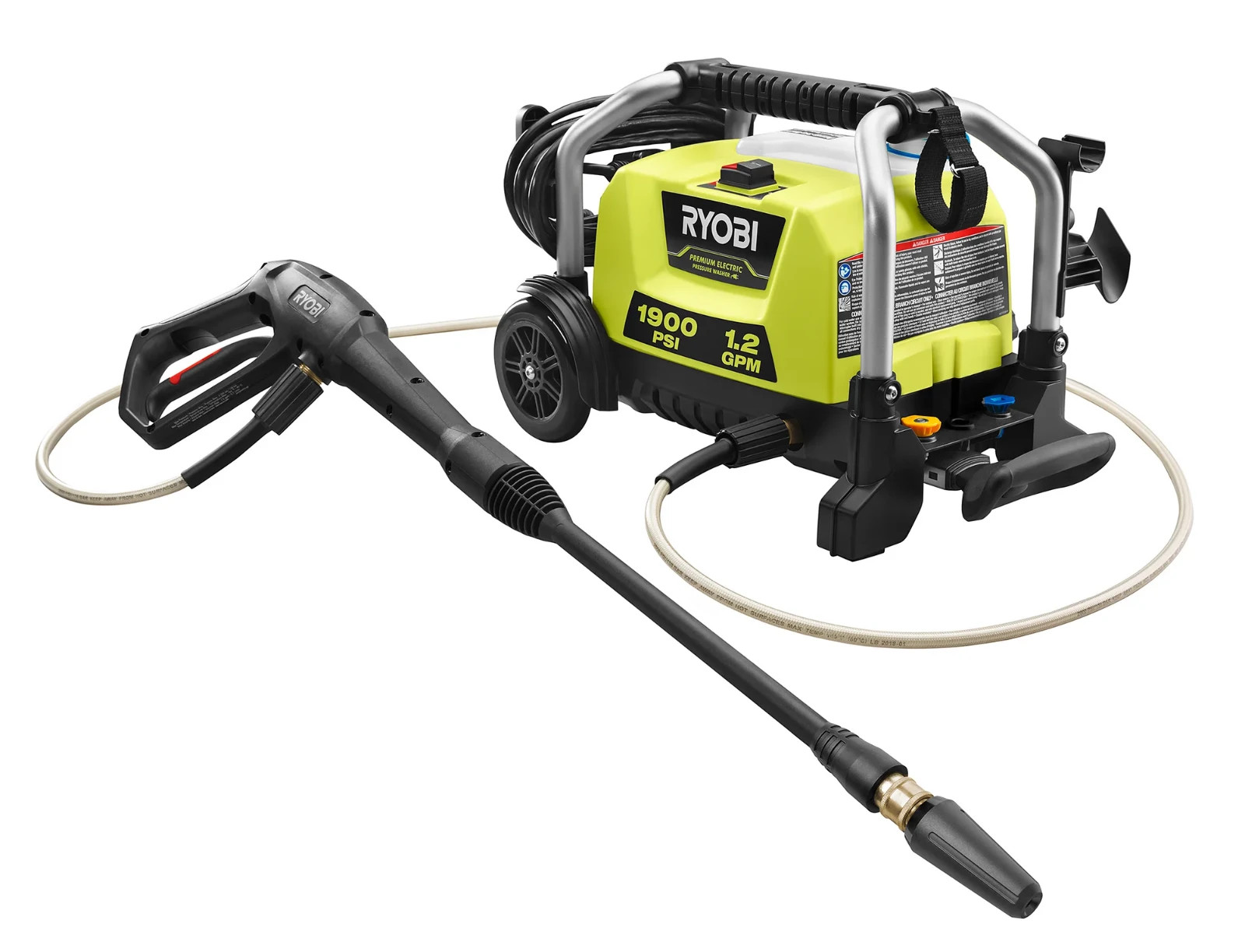 RYOBI 1900 PSI 1.2 GPM Cold Water Wheeled Corded Electric Pressure Washer