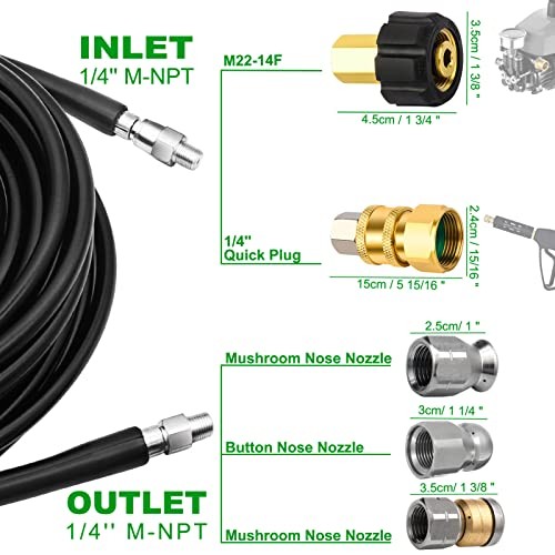 Pressure Washer Sewer Jetter Kit 150FT 5800PSI West Bay