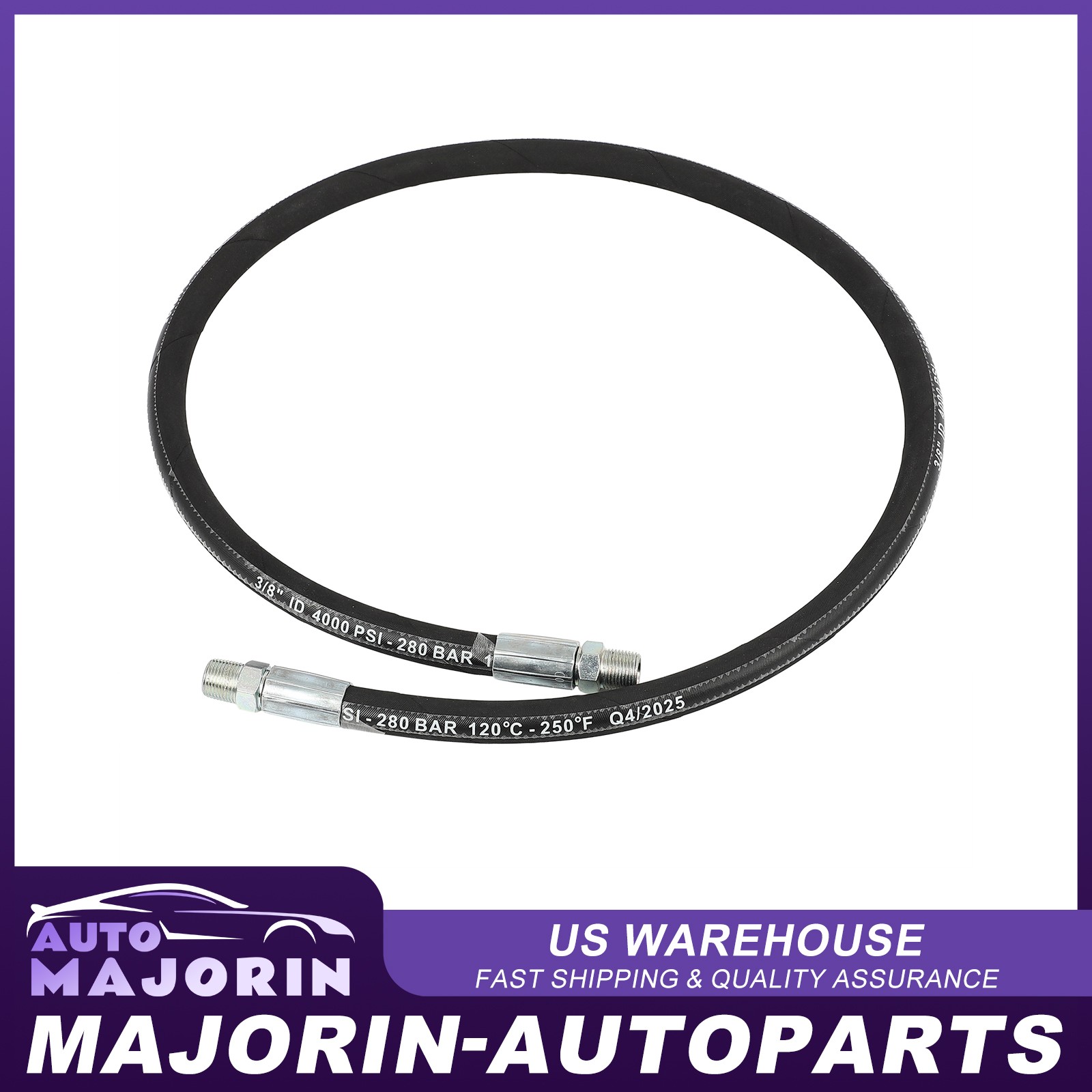 4000PSI Pressure Washer Whip Hose – Swivel 4 FT 3/8 NPT Solid + M22 Female