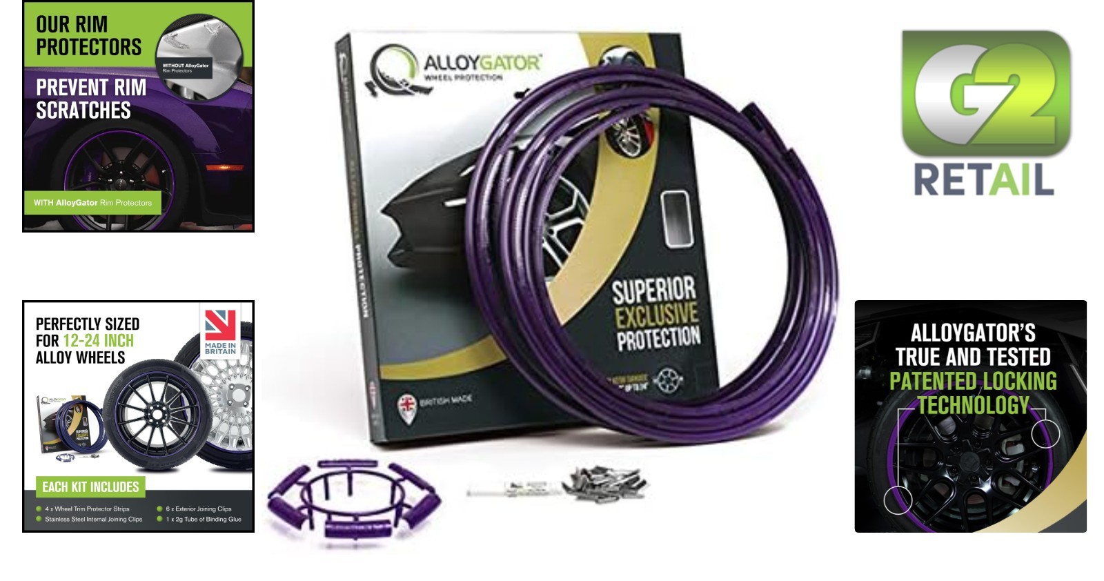 AlloyGator Purple Rim Protector for Car Wheels (Fits 12-24″ Wheel Diameter) – Pa