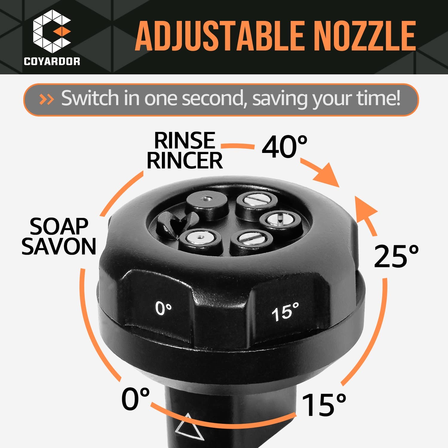 Pressure Washer Nozzle Tips 6 In 1 Quick Change Over Spray Nozzle Adjustable Pow