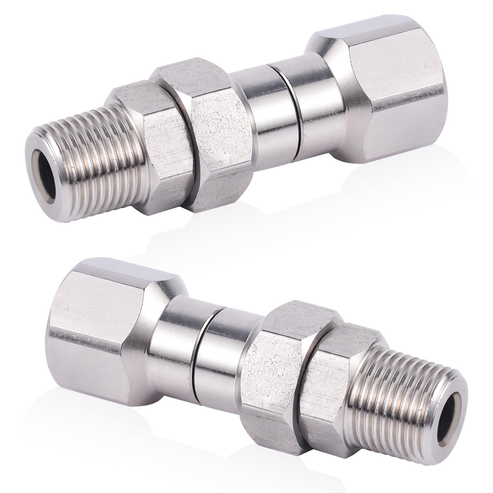 2 PCS 3/8 Inch NPT Stainless Steel Pressure Washer Swivel Fitting 4500 PSI