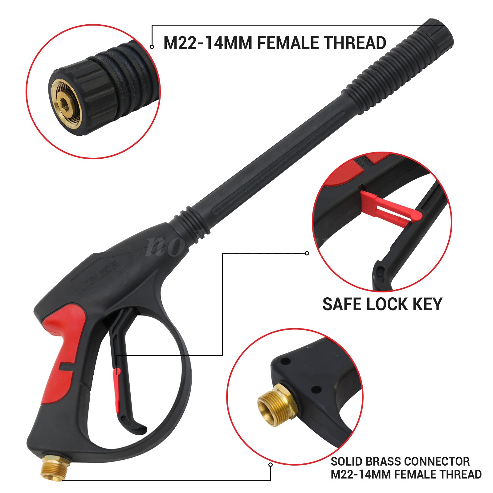 High Pressure 4000PSI Car Power Washer Gun Spray Wand Lance Nozzle and Hose Kit