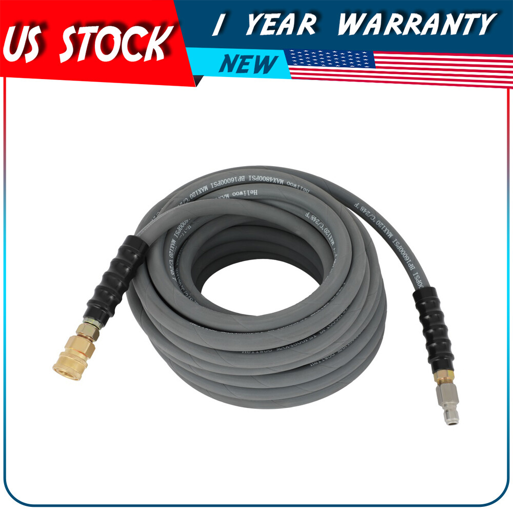 High Pressure Washer Hose 100ft 3/8″ 4000 PSI Gray With Couplers Non-Marking