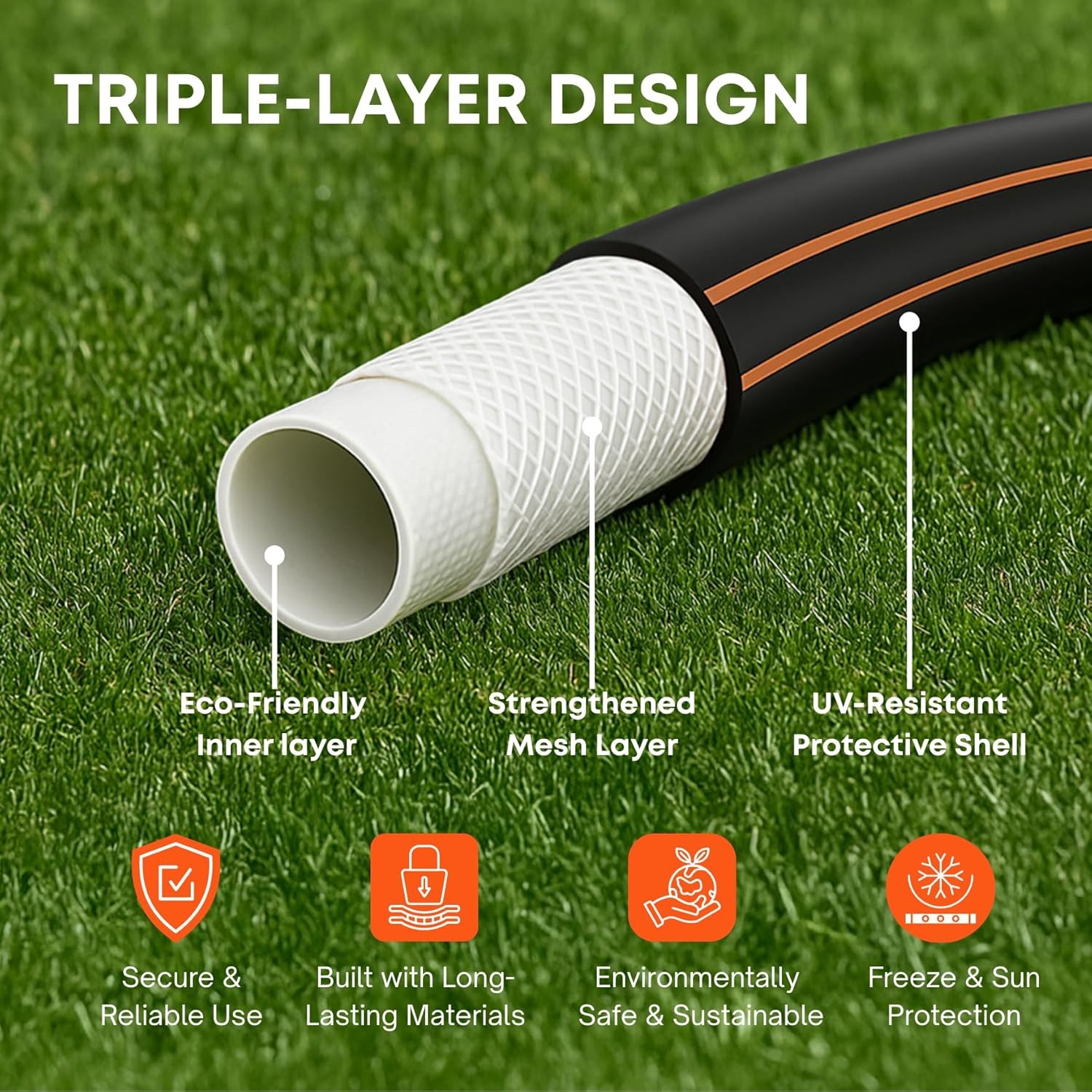 Flexibility Garden Hose, 10ft x 5/8″, No-Kink, Wear-Resistant &