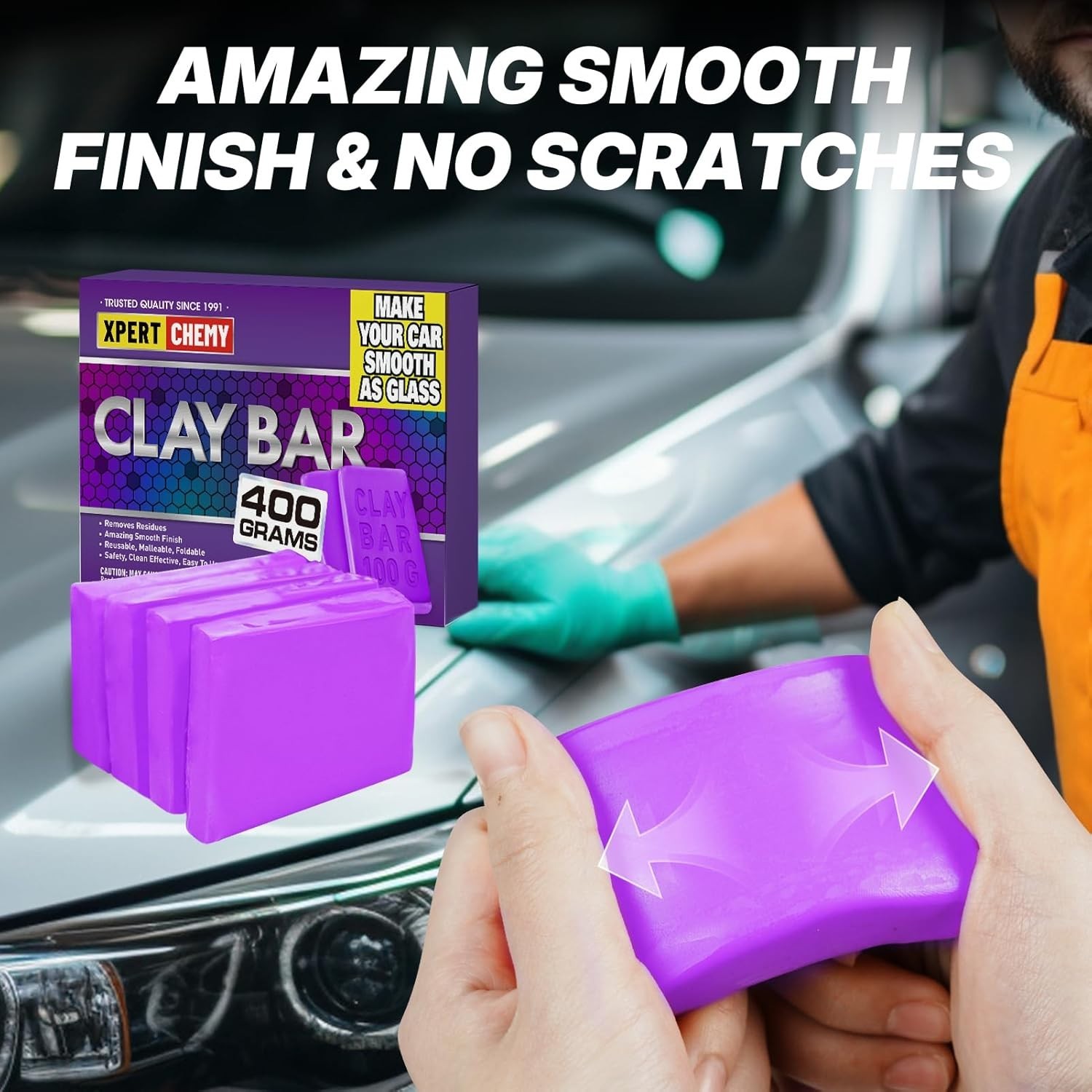 Car Clay Bar 4 Pack 400g(4x100g), Auto Detailing Premium Grade No Scratch Magic