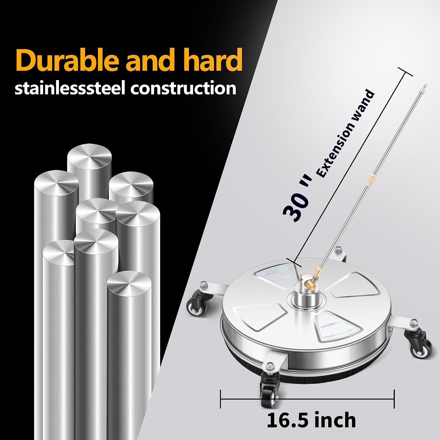 Effortless 16″ Pressure Washer Surface Cleaner with Dual Jets & Accessory Pack