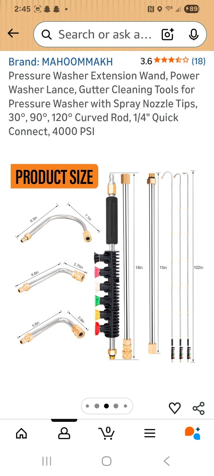 Yaegoo 4000PSI Pressure Washer Extension Wand Set