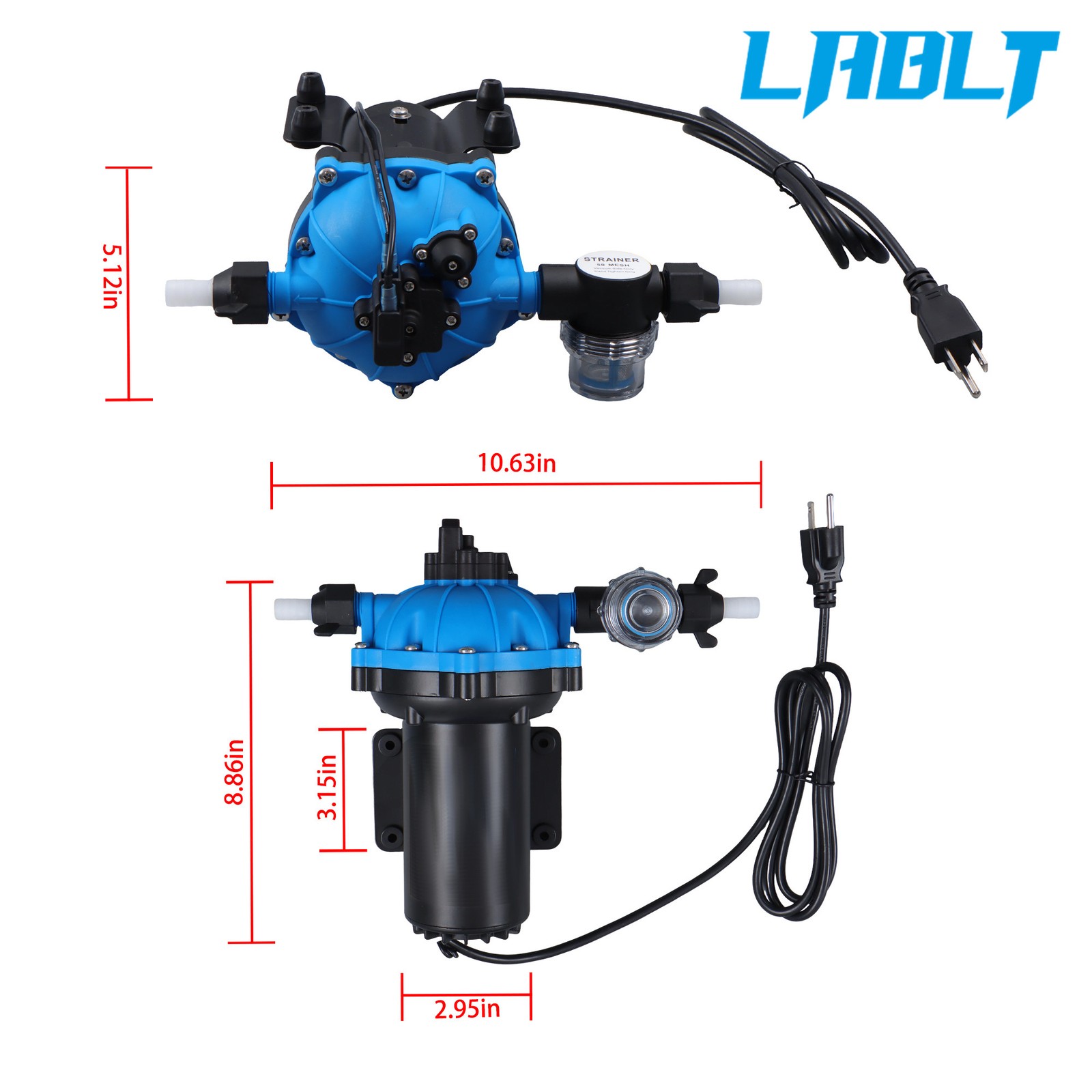 LABLT Water Pressure Booster Diaphragm Pump 5-chamber 80PSI 6GPM for House