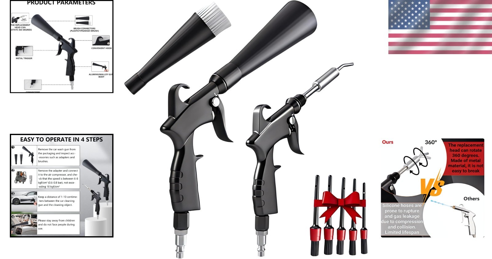 Tornado Detailing Car Cleaning Gun with Metal Nozzle | Interior Drying Air Gun |