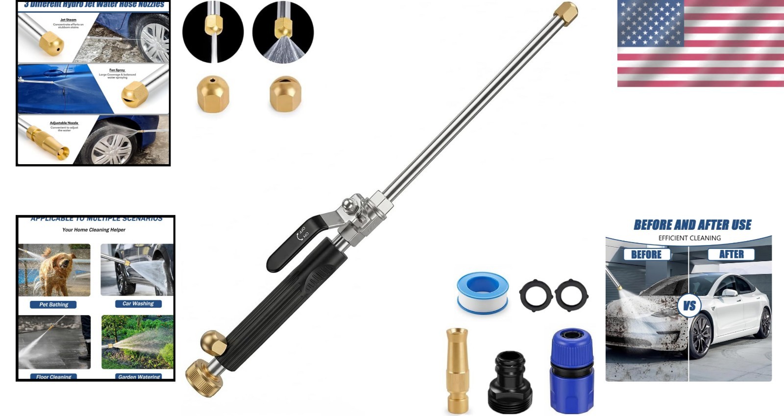 Hydro Jet High Pressure Power Washer – Extendable Wand for Versatile Cleaning