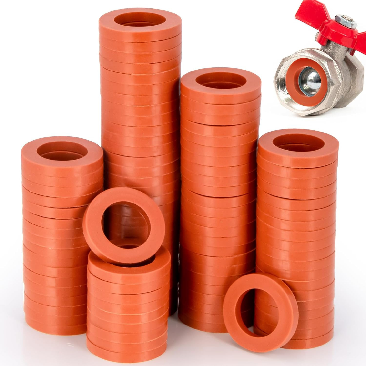 Garden Hose Rubber Washers-80 PCS Red Washer,Heavy Duty Rubber Gasket Fit All St